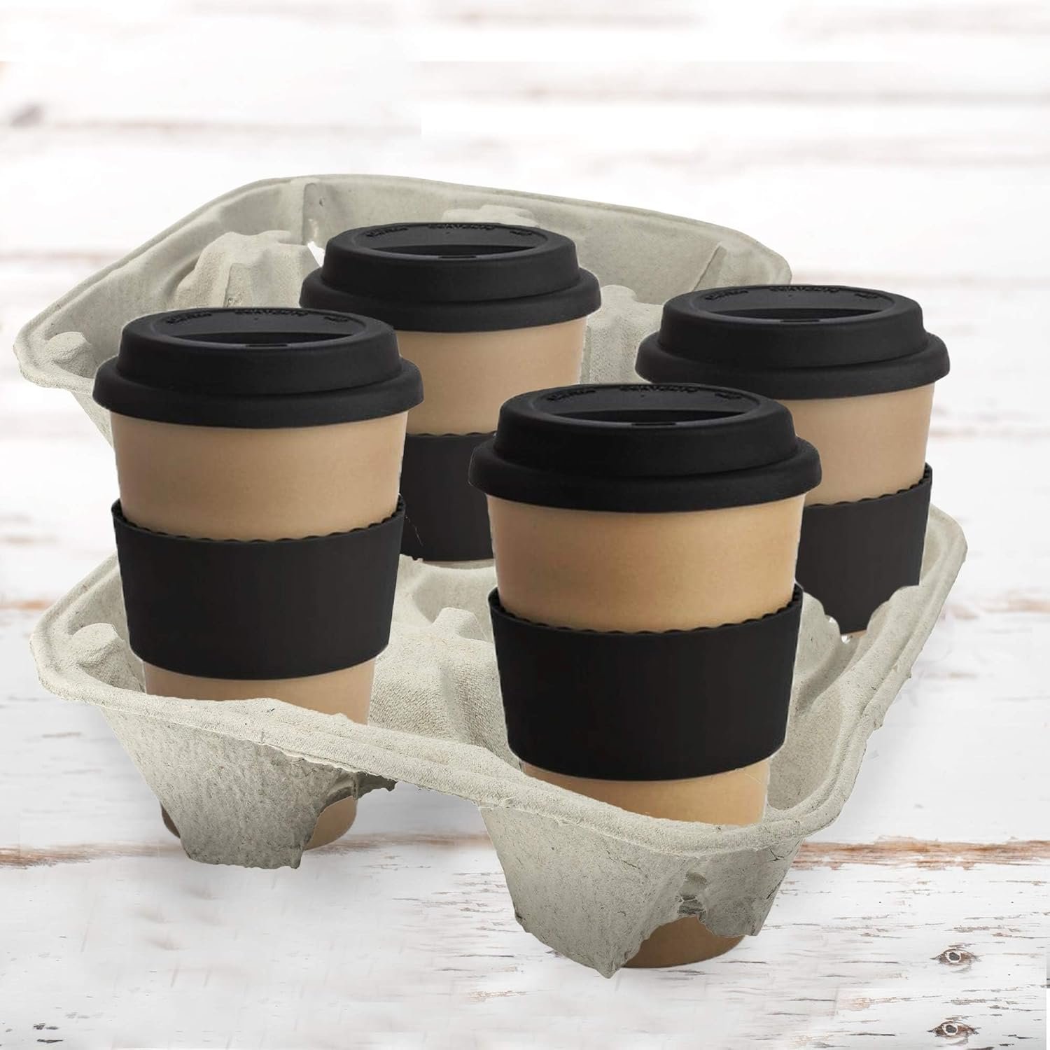 Individuelles Logo für Pulp Fiber 4 Cup Drink Carrier 8-32 oz. - Tragehalter für Lieferservice - Packung mit 25 von unserem Lieferant