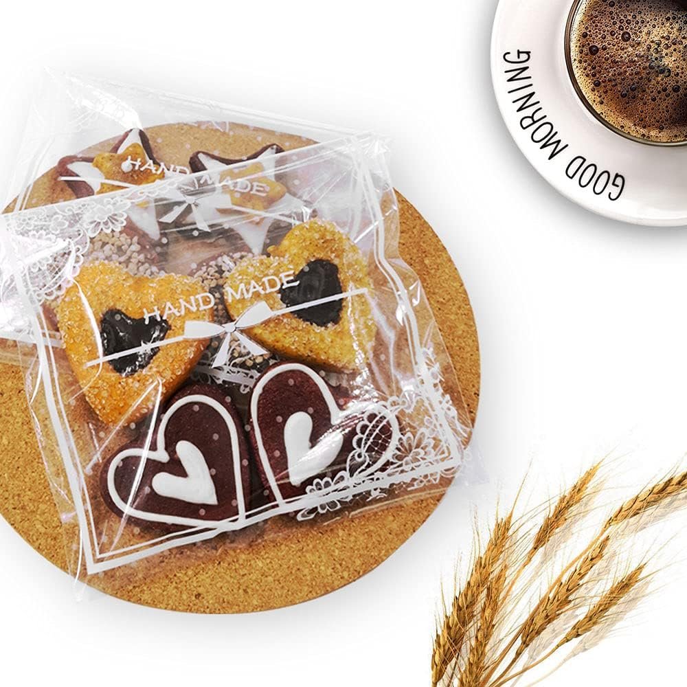 Großhandel 200 Stück klare Spitzen Schleifen selbstklebende Treat Bags – elegante Cellophan-Taschen für Cookies und Süßigkeiten, OEM für Backwaren, Hochzeiten und Partygeschenke