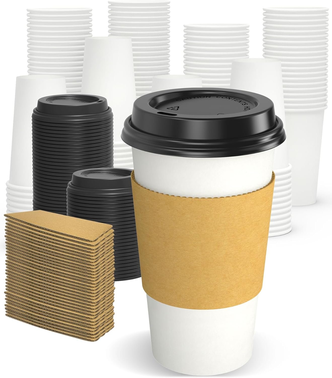 Individuelles Logo für 100er Packung 16 oz Einwegkaffee-Becher mit Deckeln und Hüllen, robuster dicker Papier & auslaufsicher isoliert für heiße und kalte Getränke, ideal für Ihre Eigenmarke vom Hersteller.