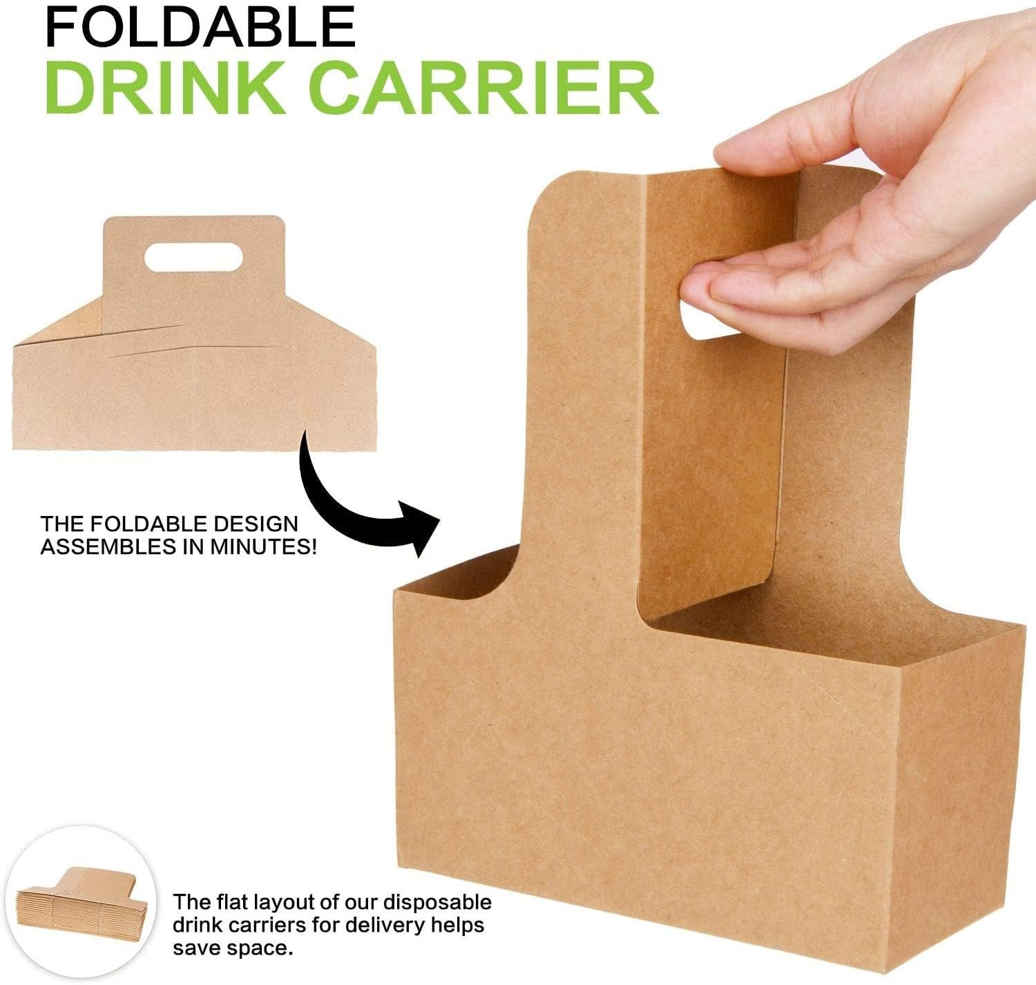 Individuelles Logo für 100er Pack Kraft-Getränkehalter mit Griffen - 2 oder 4 Tassen zusammensteckbare Einweg-Pappbecherhalter, ideal für alle Ihre Getränk- und Essenslieferungen - Fabrik.