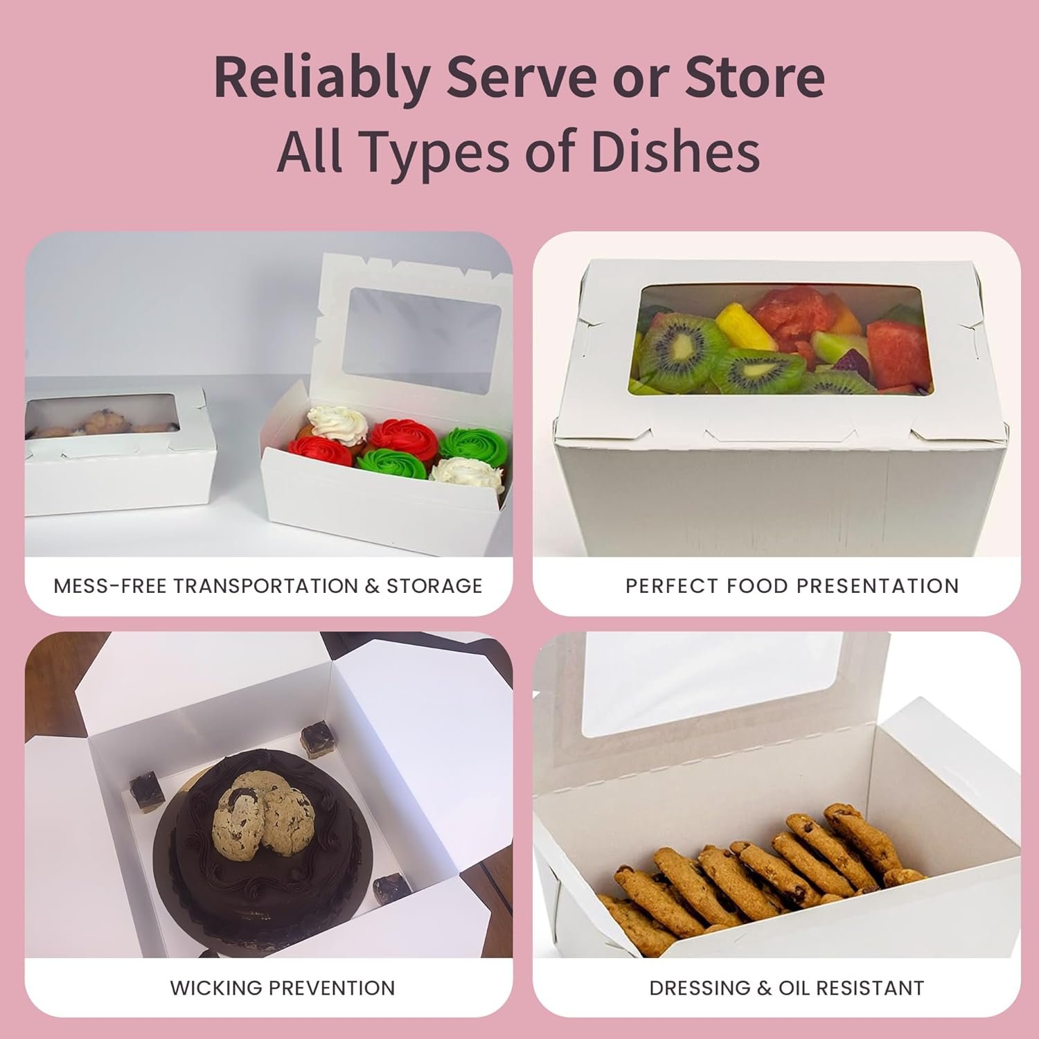 Individuelles Logo für umweltfreundliche, disposable Pappe Take-Out Kartons mit Fenster, ideal für Bäckerei-Boxen und Mittagessen, 7 3⁄4” x 5 1⁄2” x 2 1⁄2“, 15er-Pack, hergestellt von zuverlässigem Lieferant.