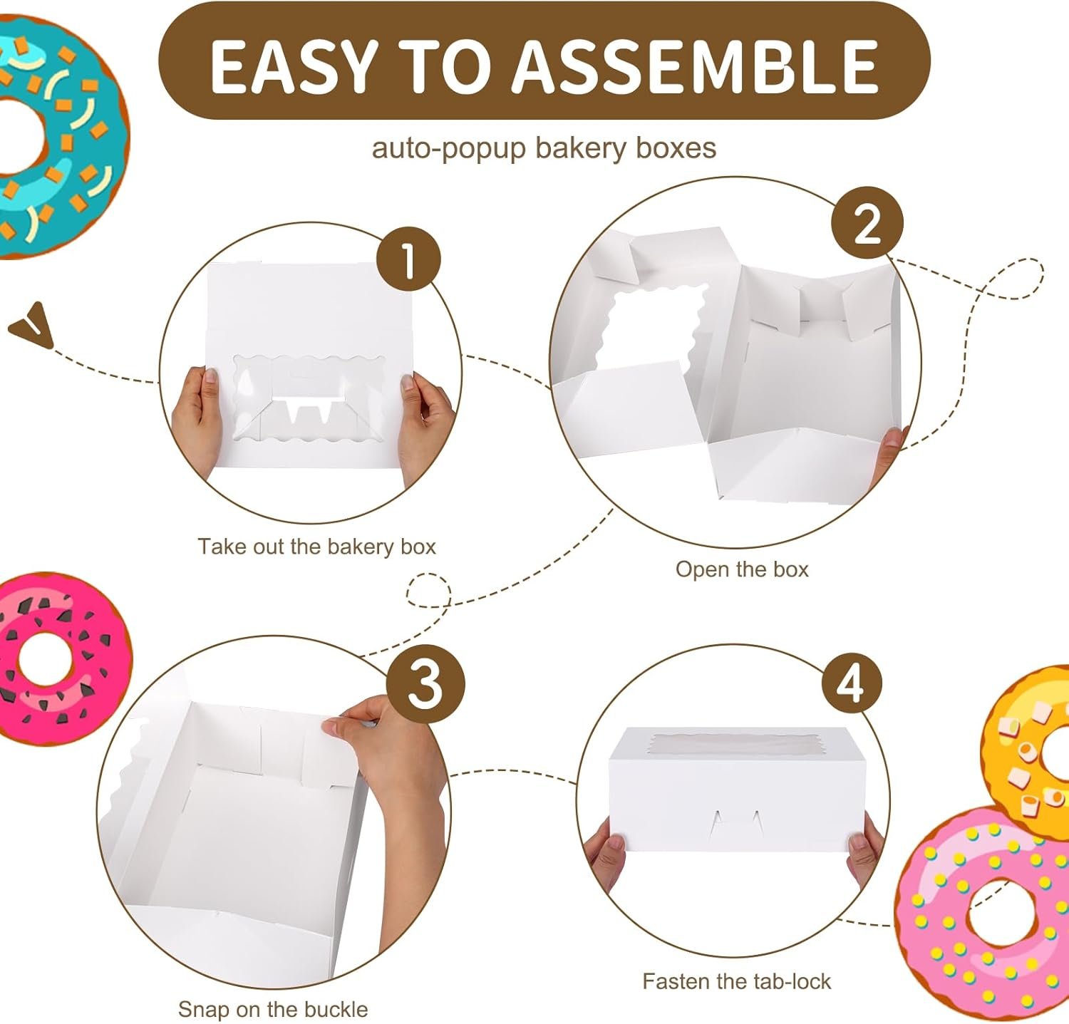 Großhandel 28 Stück Kuchenboxen mit Fenster, 9x6x3 Zoll, weiße Bäckereiboxen zur Aufbewahrung von Süßigkeiten, Muffins und Donuts mit individuellem Logo, vom Hersteller geliefert, für Bulk-Bestellungen geeignet.