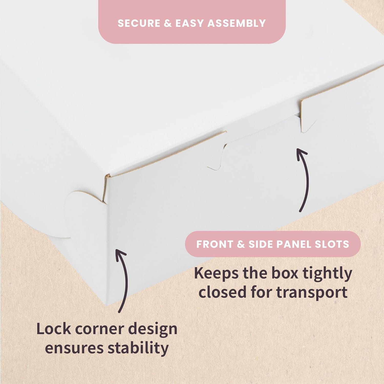 Großhandel 6“ klassische Kuchenboxen für Teigwaren und Kekse, individuelle Logos möglich, gefertigt von zuverlässigen Herstellern, mit speziellen Seitenklammern und einem Frontverschluss, Größenangabe 6 x 6 x 3 (Packung mit 50)