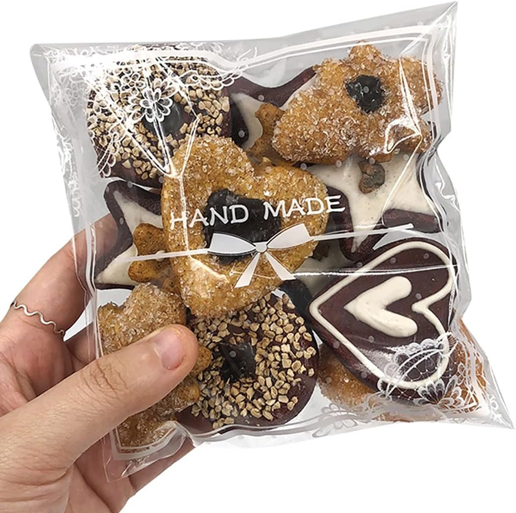 Großhandel 200 Stück klare Spitzen Schleifen selbstklebende Treat Bags – elegante Cellophan-Taschen für Cookies und Süßigkeiten, OEM für Backwaren, Hochzeiten und Partygeschenke