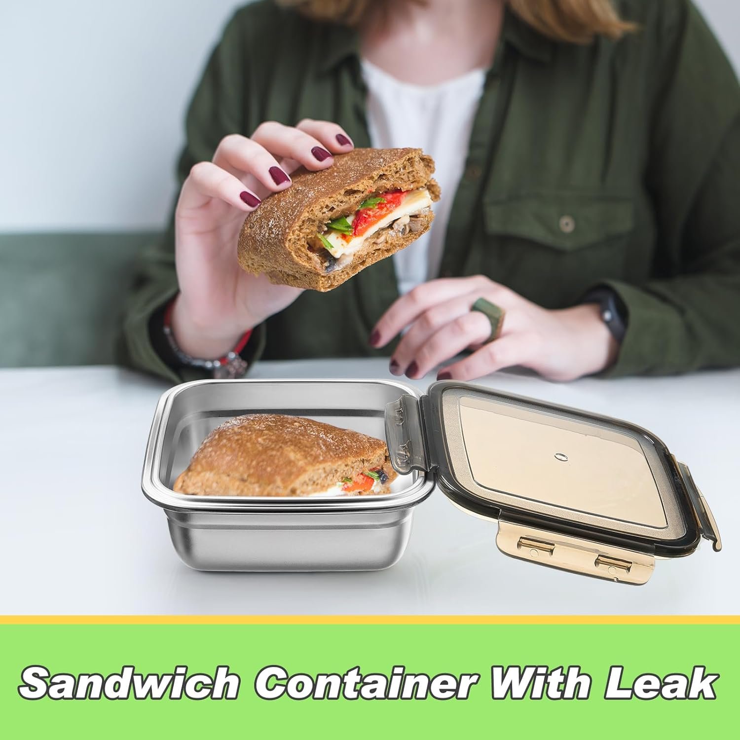 Großhandel 6er Pack Edelstahl-Sandwichbehälter mit Deckeln 25,4 oz für Lunchboxen mit luftdichtem Silikonverschluss für Snacks und Sandwiches, Hersteller Eigenmarke