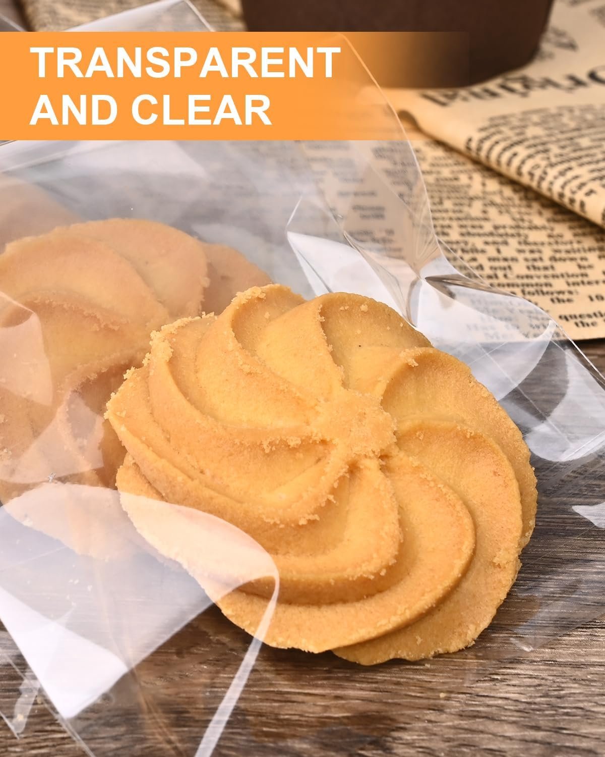 Individuelles Logo für 300 Stück selbstklebende Cookie-Beutel, 4x6 Zoll selbstschließend transparente Zellophanbeutel, wiederverwendbare Zellophantüten für Verpackungen, Geschenke, Süßigkeiten, Lebensmittel vom Hersteller