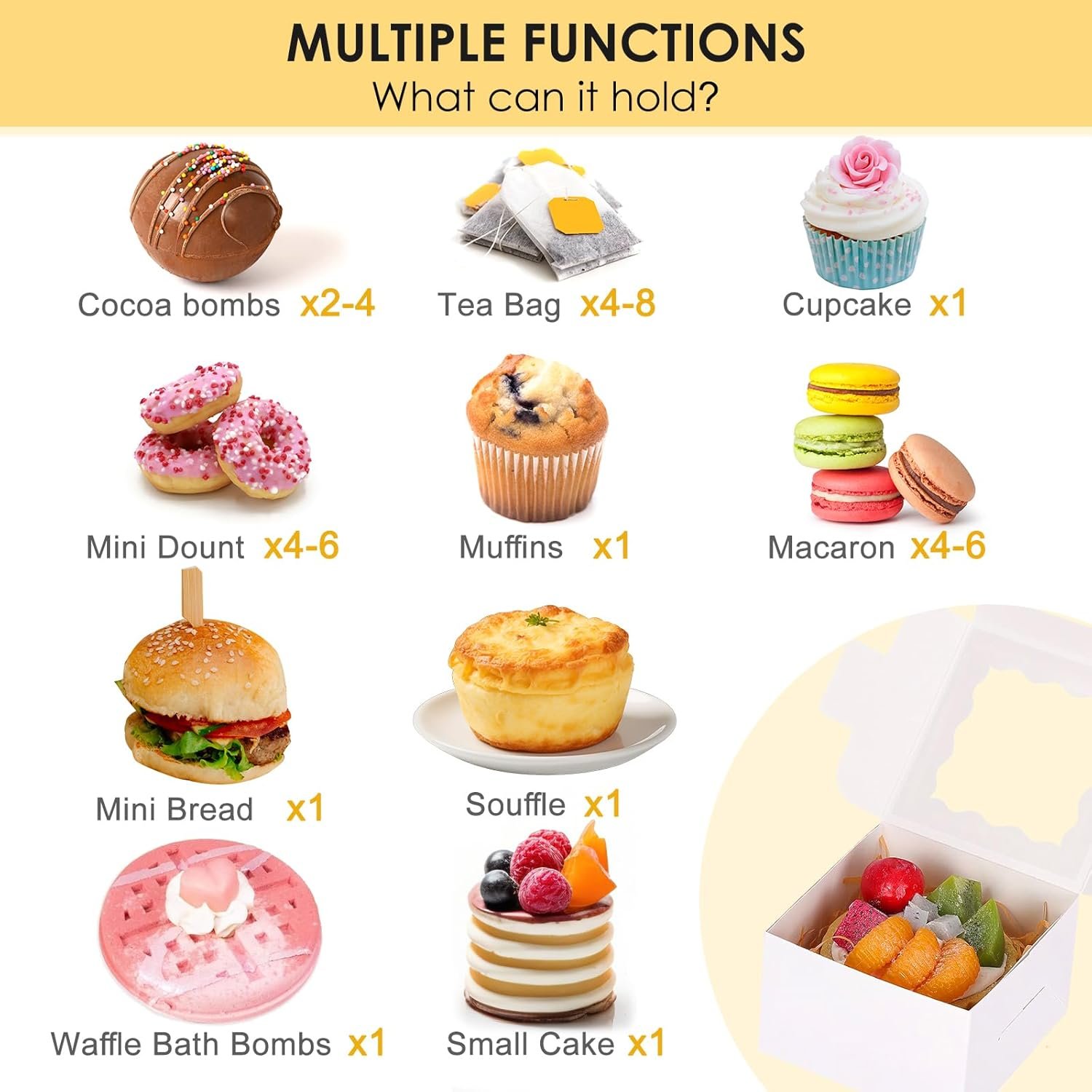 Großhandel 50 Stück weiße Keksboxen mit Fenster, 4x4x2,5 Zoll, Verpackungen für kleine Kekse, Süßigkeiten, Desserts, Schokoladenüberzogene Erdbeeren, Mini-Torten mit 5 Aufklebern für individuelles Logo, Hersteller.