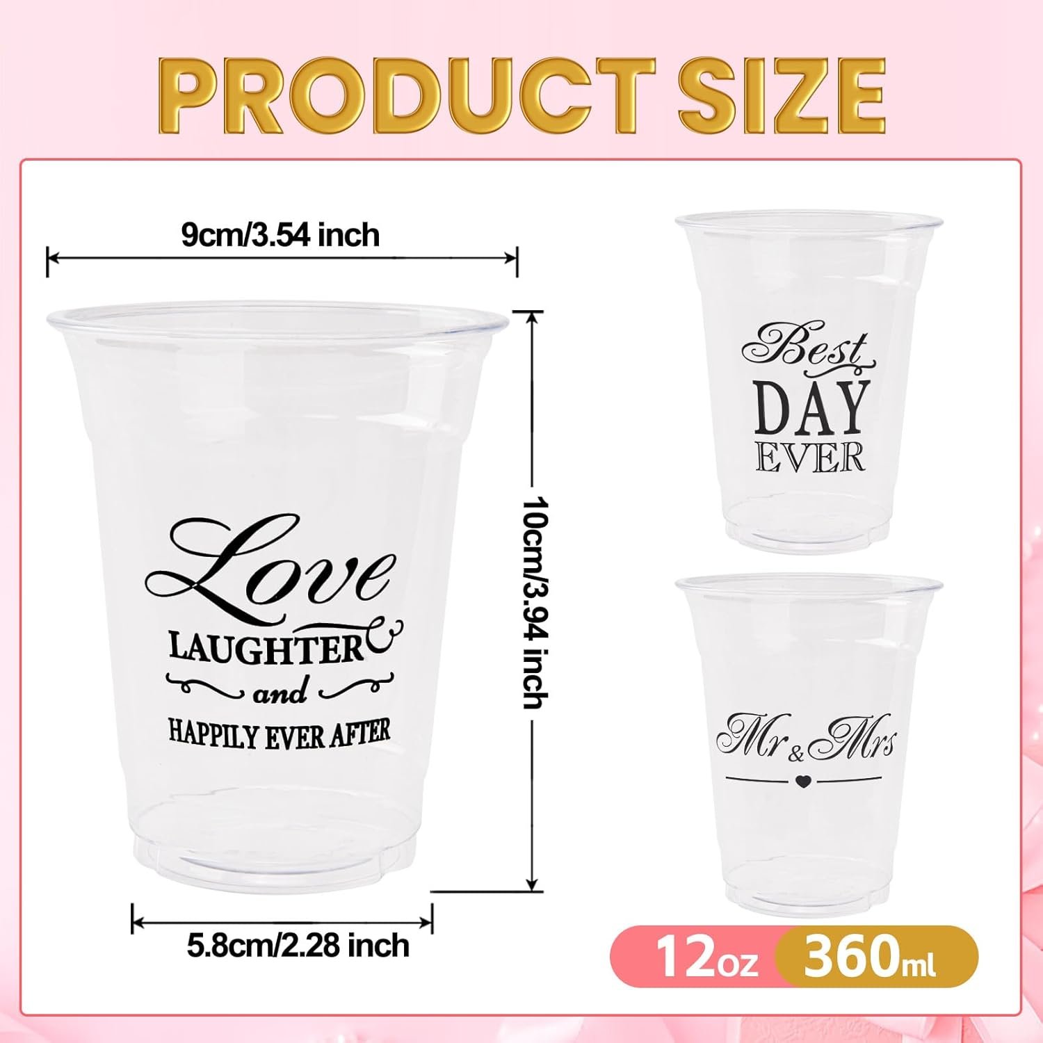 Großhandel 150er Pack Hochzeit Einwegplastik 12 oz Mr und Mrs Becher für Hochzeitsfeier und Junggesellinnenabschied Dekorationen mit individuellem Logo von zuverlässigem Hersteller