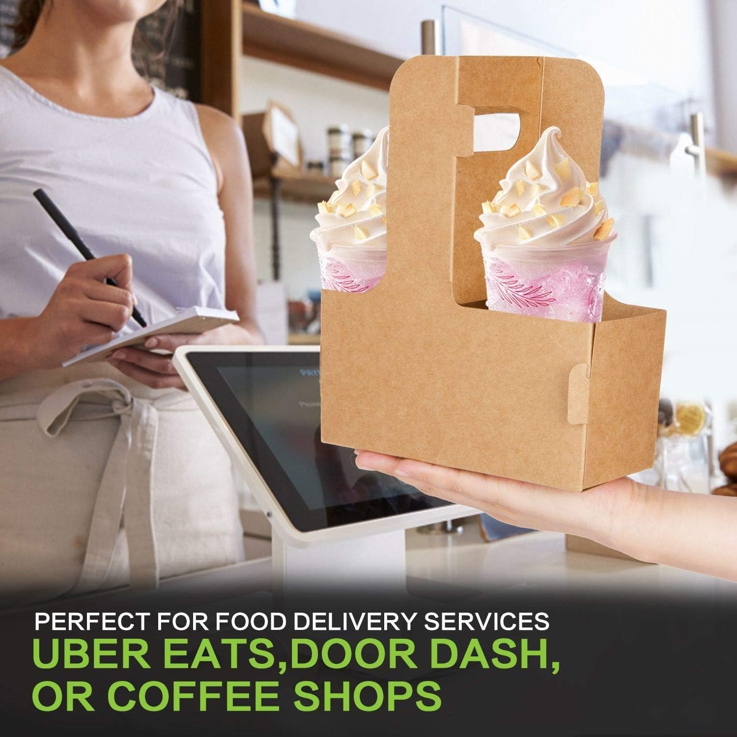 Individuelles Logo für 100er Pack Kraft-Getränkehalter mit Griffen - 2 oder 4 Tassen zusammensteckbare Einweg-Pappbecherhalter, ideal für alle Ihre Getränk- und Essenslieferungen - Fabrik.