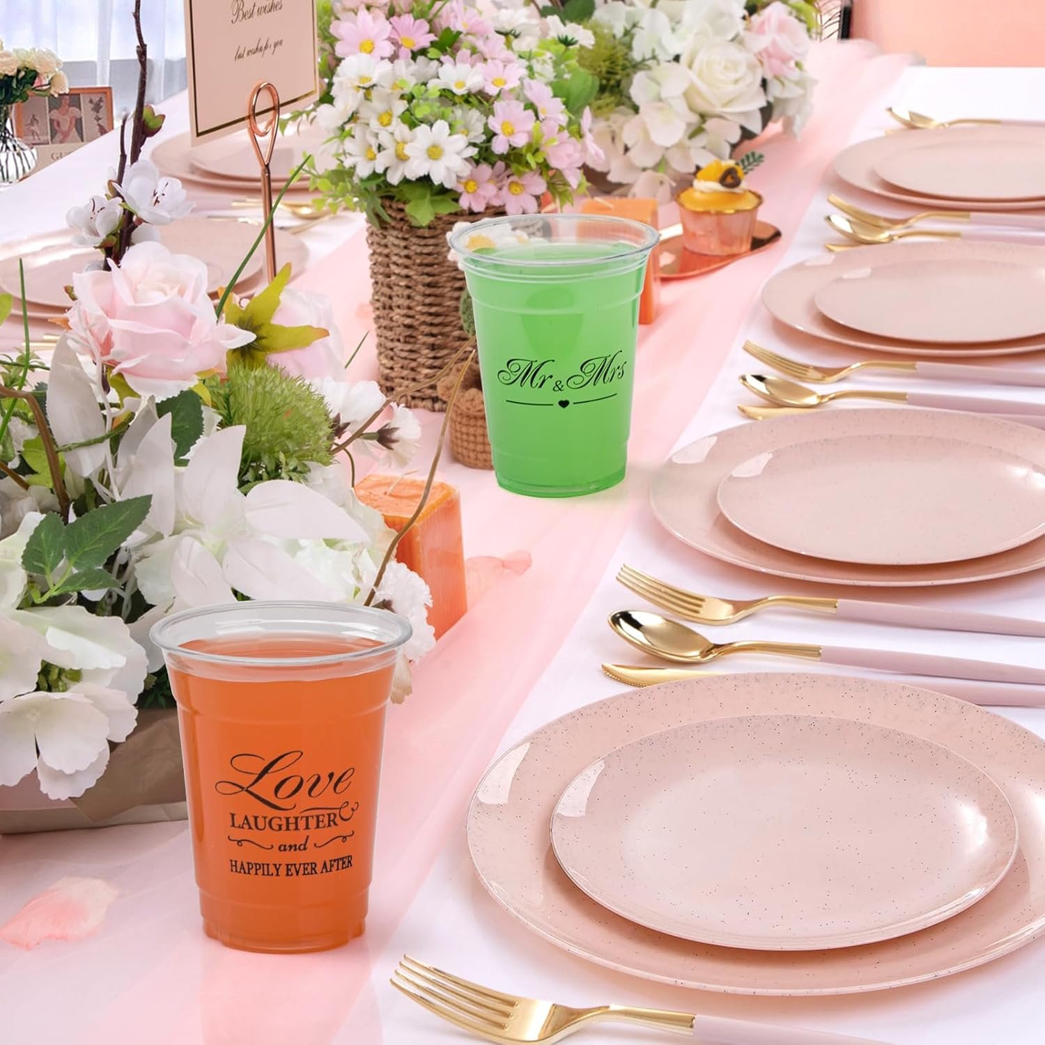 Großhandel 150er Pack Hochzeit Einwegplastik 12 oz Mr und Mrs Becher für Hochzeitsfeier und Junggesellinnenabschied Dekorationen mit individuellem Logo von zuverlässigem Hersteller