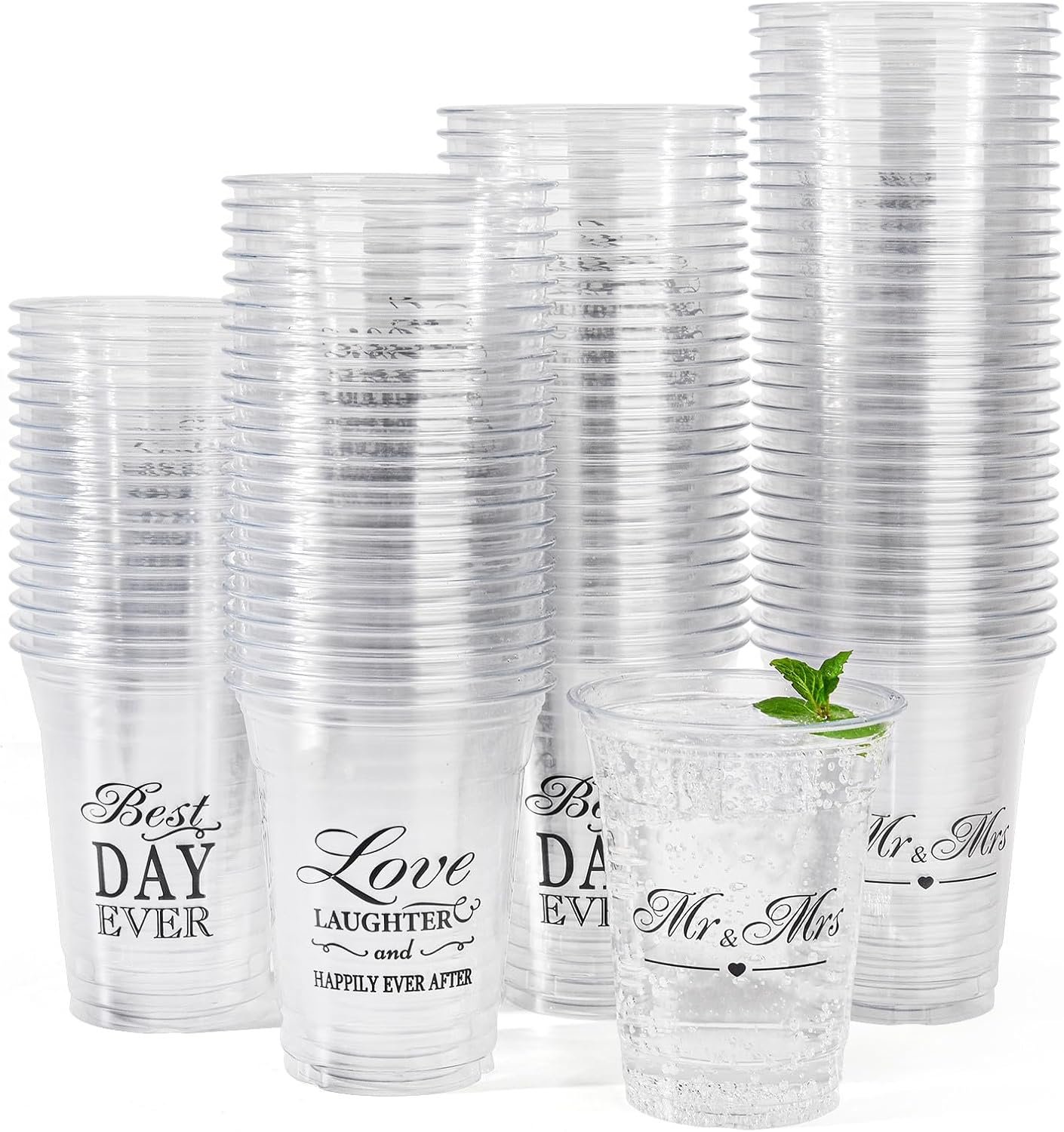 Großhandel 150er Pack Hochzeit Einwegplastik 12 oz Mr und Mrs Becher für Hochzeitsfeier und Junggesellinnenabschied Dekorationen mit individuellem Logo von zuverlässigem Hersteller