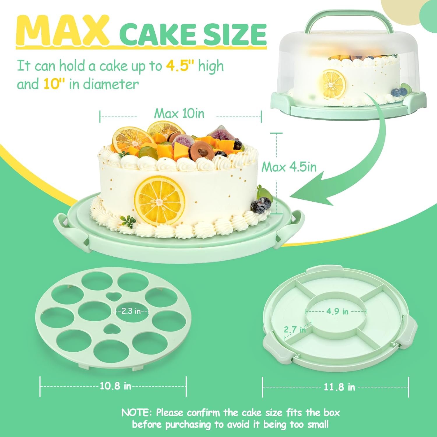 Großhandel Cake Carrier mit Deckel und Griff, BPA-freie Tortenbehälter für 10 Zoll Kuchen, Hersteller von Cupcake Träger - Kunststoffabdeckung mit doppelseitiger Basis für den Transport von Torten, Nüssen und Früchten, perfektes Geschenk für individuelle Marken.