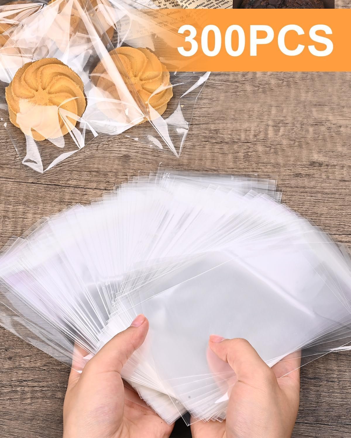 Individuelles Logo für 300 Stück selbstklebende Cookie-Beutel, 4x6 Zoll selbstschließend transparente Zellophanbeutel, wiederverwendbare Zellophantüten für Verpackungen, Geschenke, Süßigkeiten, Lebensmittel vom Hersteller