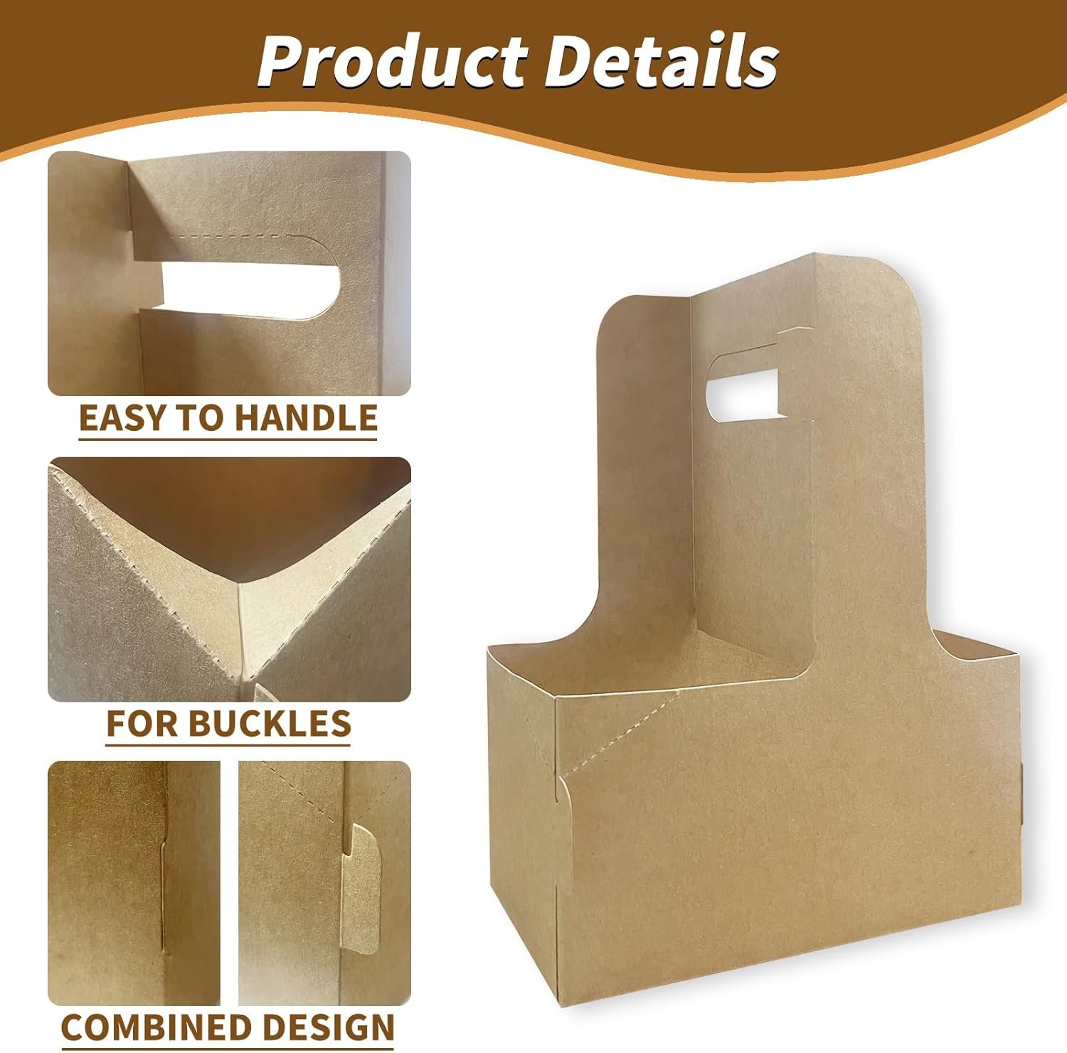 Großhandel 50 Stück Coffee Drink Carrier mit Griff (2 oder 4 Becher) für die Essens- und Getränkelieferung, individuell bedruckbare Getränketräger von einem zuverlässigen Hersteller, praktische Einweg Becherhalter für jede Lieferung.