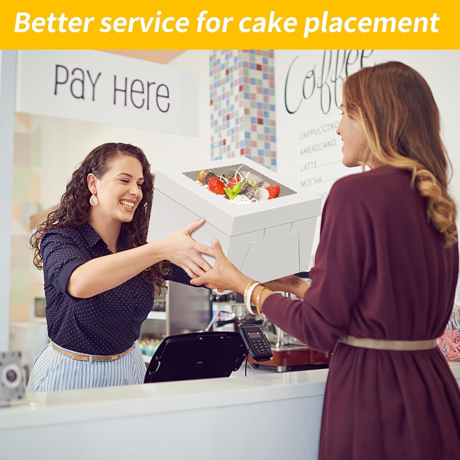 Individuelles Logo für 4er Set Kuchenboxen 12 Zoll, disposable Kuchen Transportbehälter, großer Fenster Cake Holder für Bäckerei, Cookies, Torten, Cupcakes, Gebäck (12×12×8 Zoll), vom Hersteller gefertigt.