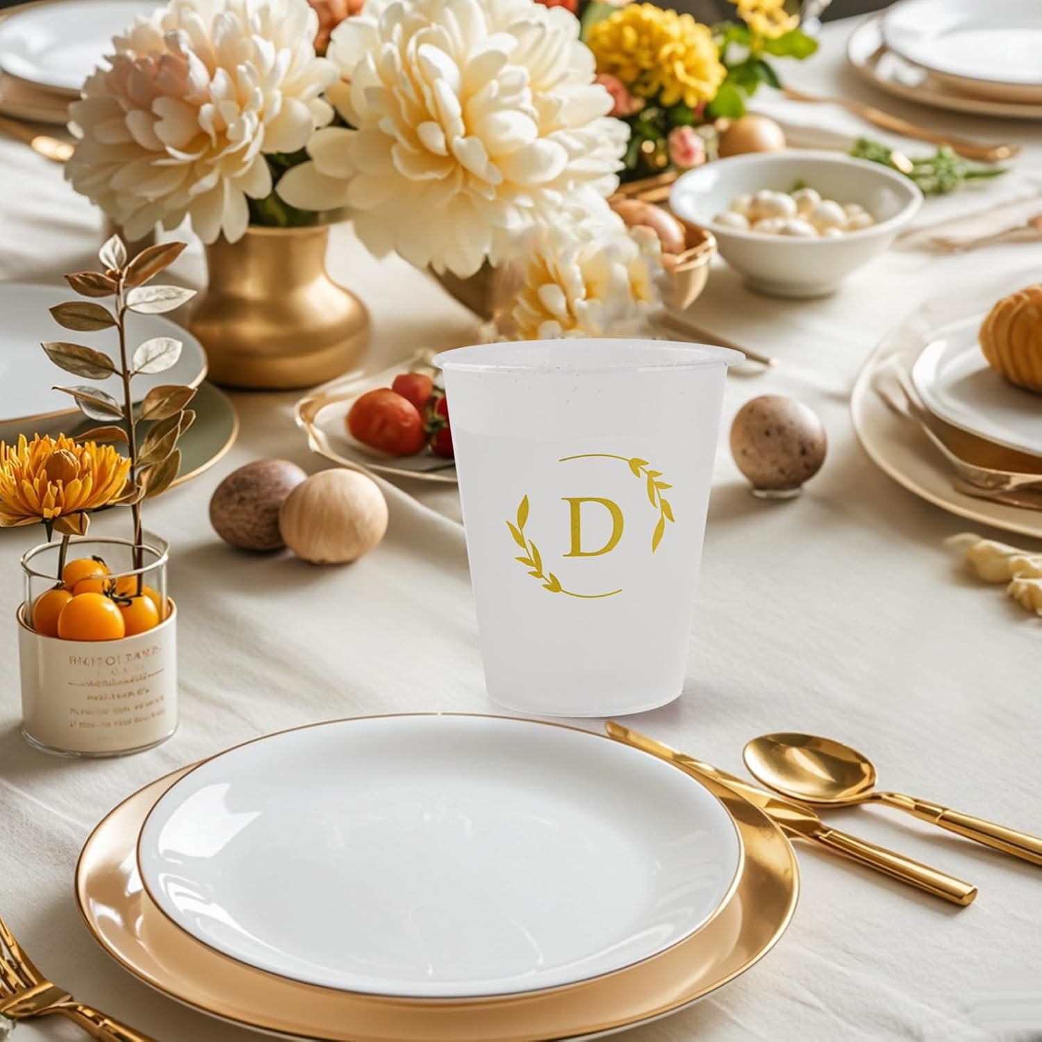 Großhandel 100 Einwegbecher 12 oz mit individuellen Monogramm für Hochzeit, OEM-Design personalisierte Tassen für Hochzeitsfeier, Babyparty und Geburtstag (Buchstabe A)