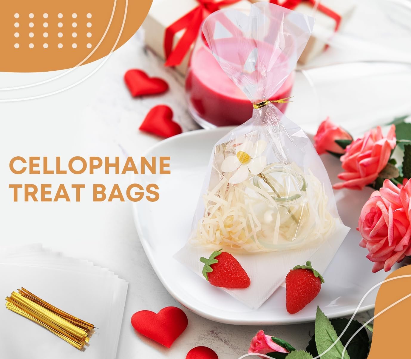 Großhandel Cellophanbeutel 100er Packung klare Geschenkbeutel 6x10 Zoll mit Krawatten für Süßigkeiten und Snacks, ideal für Geburtstagsfeiern, Hersteller von individuellen Designs für Hochzeits- und Valentinstagsmitgebsel.