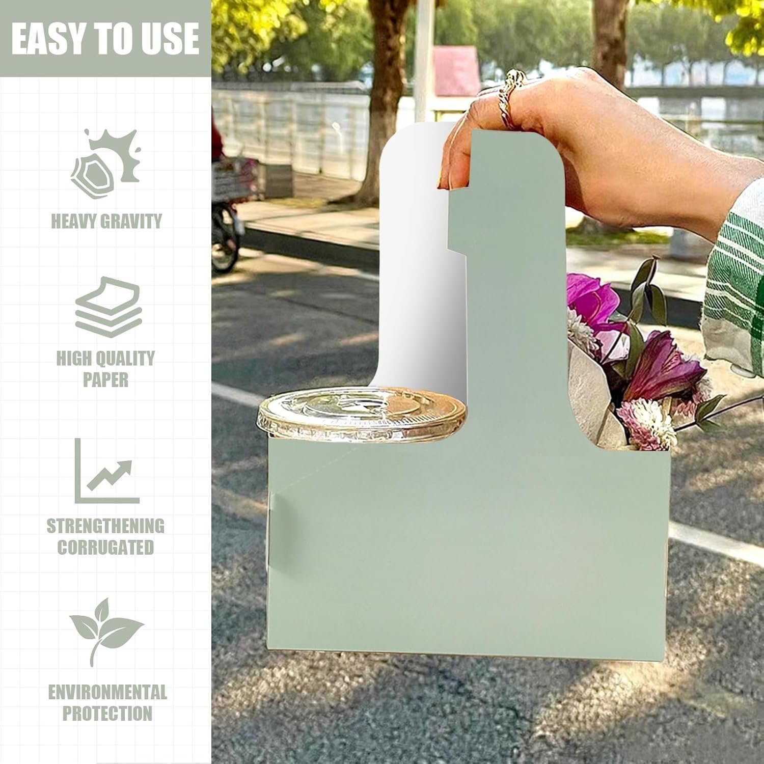 Großhandel 2 Cup Träger für Getränke mit Griff, 15 Stück, grüner Pappbecherhalter, ideal für heiße und kalte Getränke, geeignete Lösung für die Lebensmittelanlieferung, OEM erhältlich.