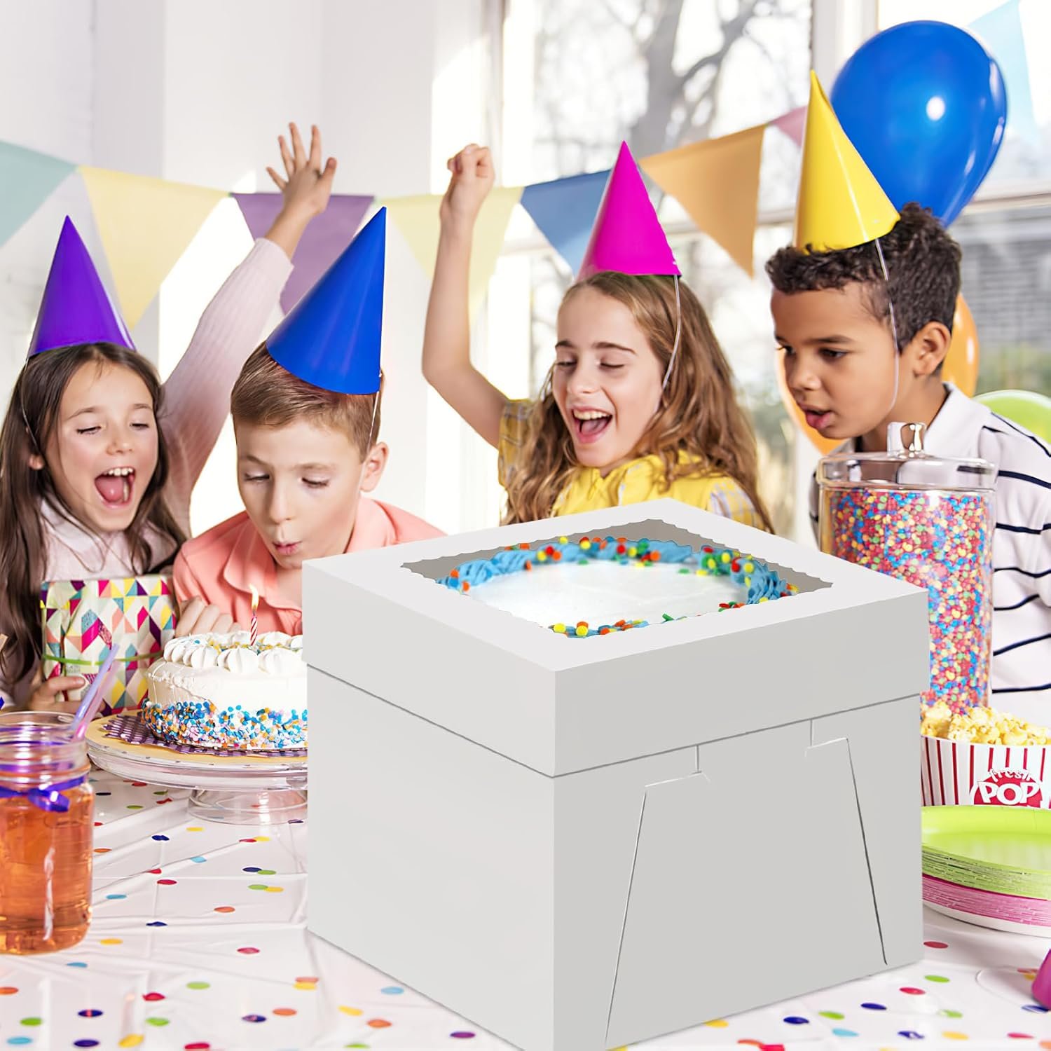 Großhandel 10 Zoll Kuchenbox mit Fenster für Cookies, Torten und Cupcakes, 2 Pack Einweg Kuchenbehälter, Individuelles Logo, Transportcontainer für Backwaren (10×10×8 Zoll), Hersteller für Großmenge