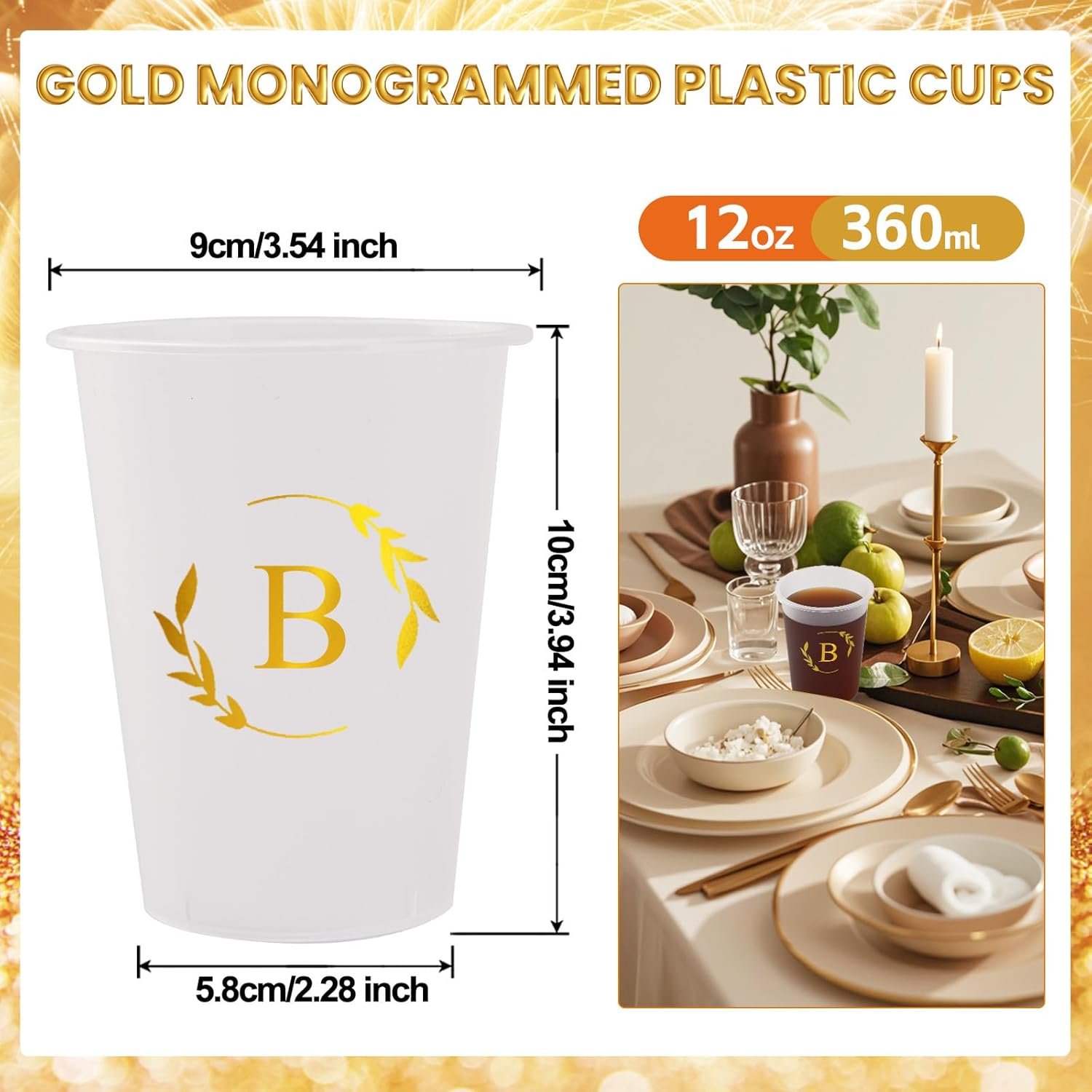 Großhandel personalisierte 12 oz Plastikbecher mit Monogramm für Hochzeiten, Baby Shower und Geburtstagsfeiern - OEM, individuell gestaltet, Hersteller für individuelle Anfertigungen (B)