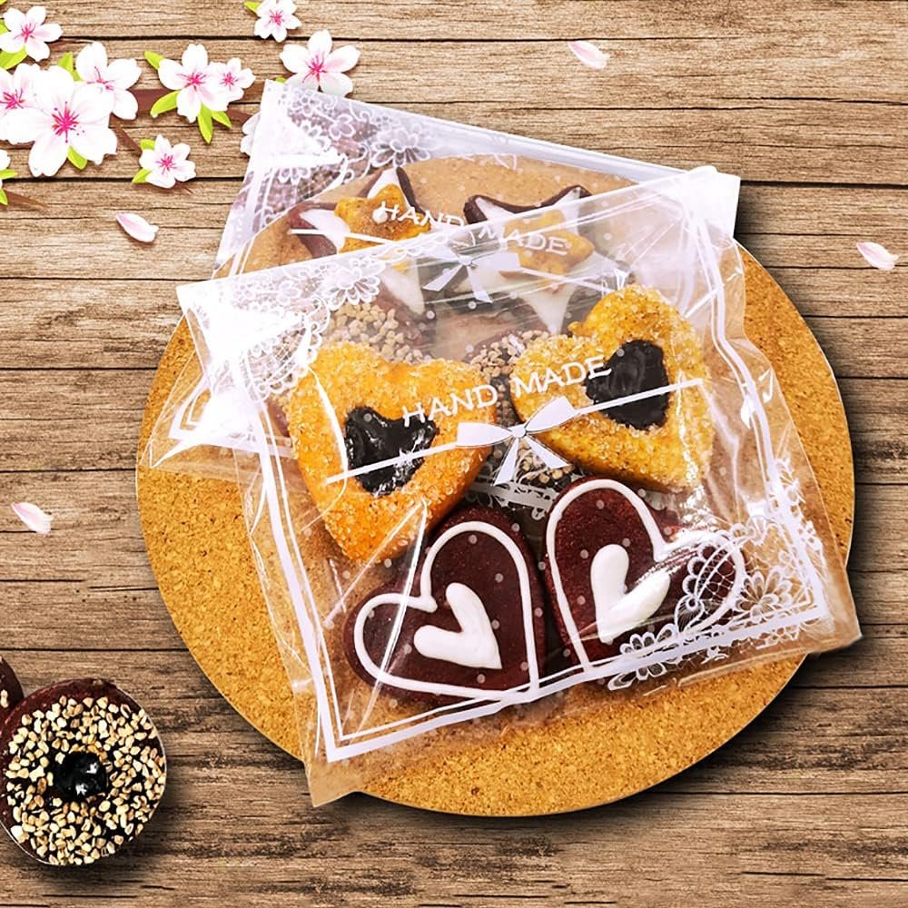 Großhandel 200 Stück klare Spitzen Schleifen selbstklebende Treat Bags – elegante Cellophan-Taschen für Cookies und Süßigkeiten, OEM für Backwaren, Hochzeiten und Partygeschenke