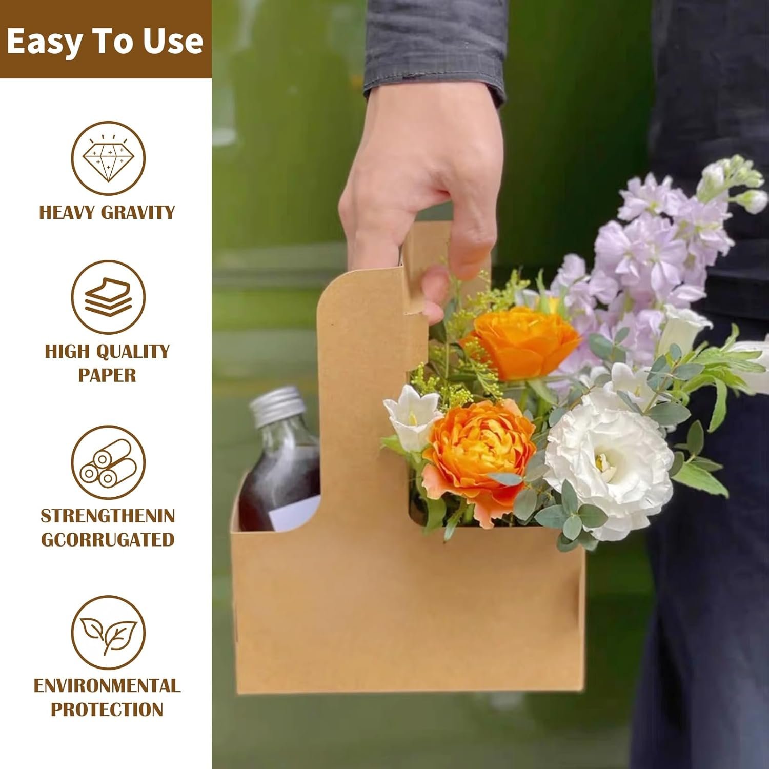 Großhandel 50 Stück Coffee Drink Carrier mit Griff (2 oder 4 Becher) für die Essens- und Getränkelieferung, individuell bedruckbare Getränketräger von einem zuverlässigen Hersteller, praktische Einweg Becherhalter für jede Lieferung.