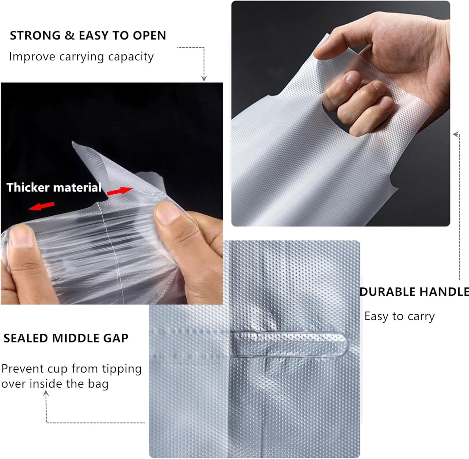 Großhandel 200 Pack Trinkbeutel, 2 Tassen Getränkehalter für die Lieferung, 12