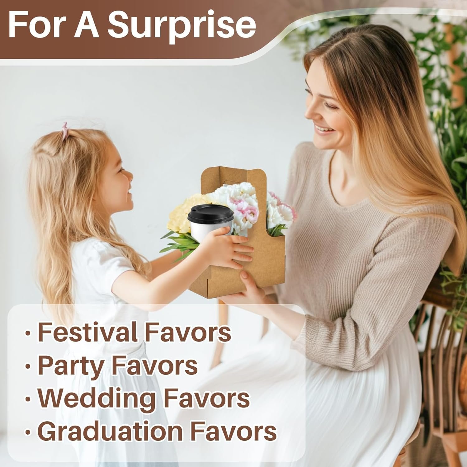 Individuelles Logo für 2 Bechertragetaschen mit Griff - 12 Stück Einweg-Pappkarton Kaffeebecherhalter tragbare Getränketräger für den Transport von heißen/kalten Getränken, ideal für die Eigenmarke, Lieferant von Food Delivery Zubehör.