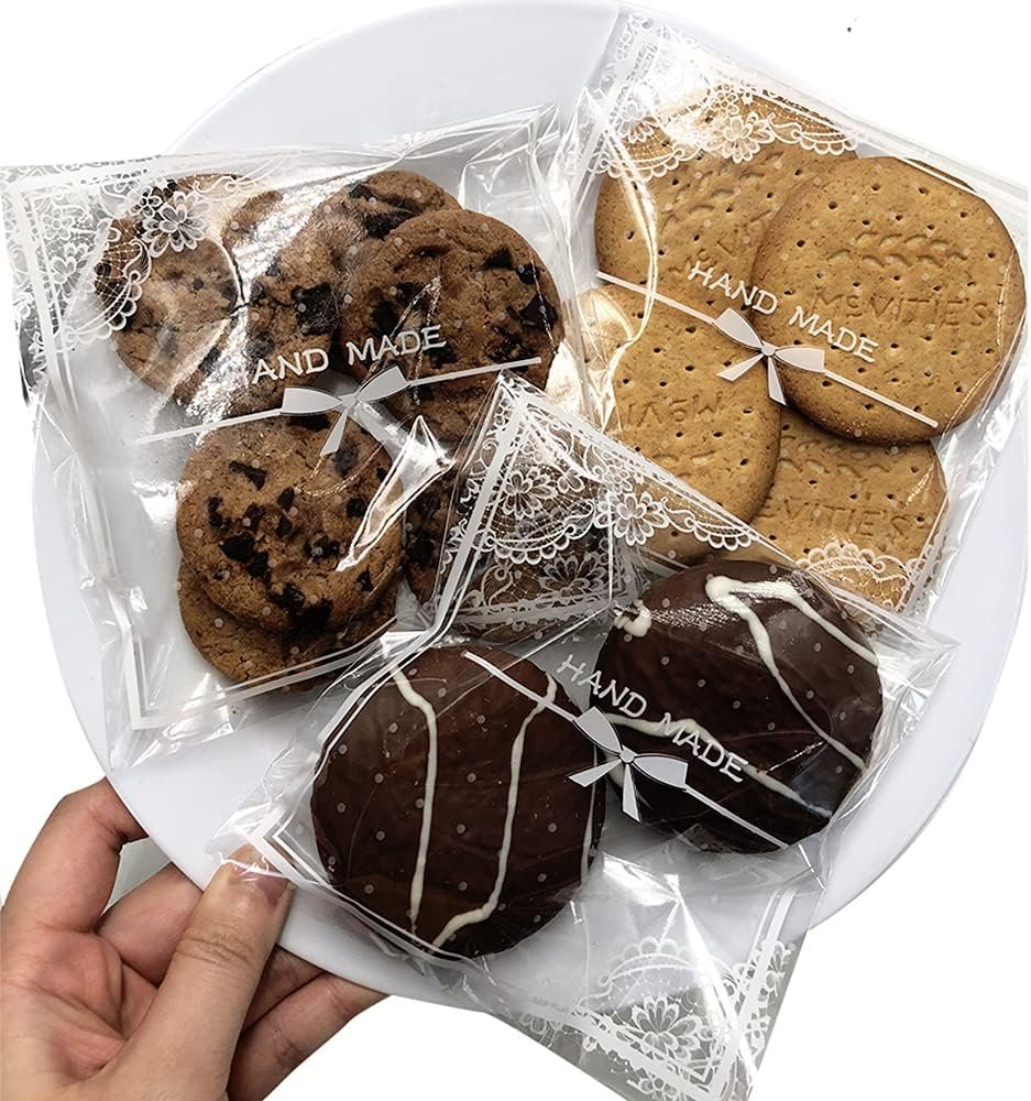 Großhandel 200 Stück klare Spitzen Schleifen selbstklebende Treat Bags – elegante Cellophan-Taschen für Cookies und Süßigkeiten, OEM für Backwaren, Hochzeiten und Partygeschenke
