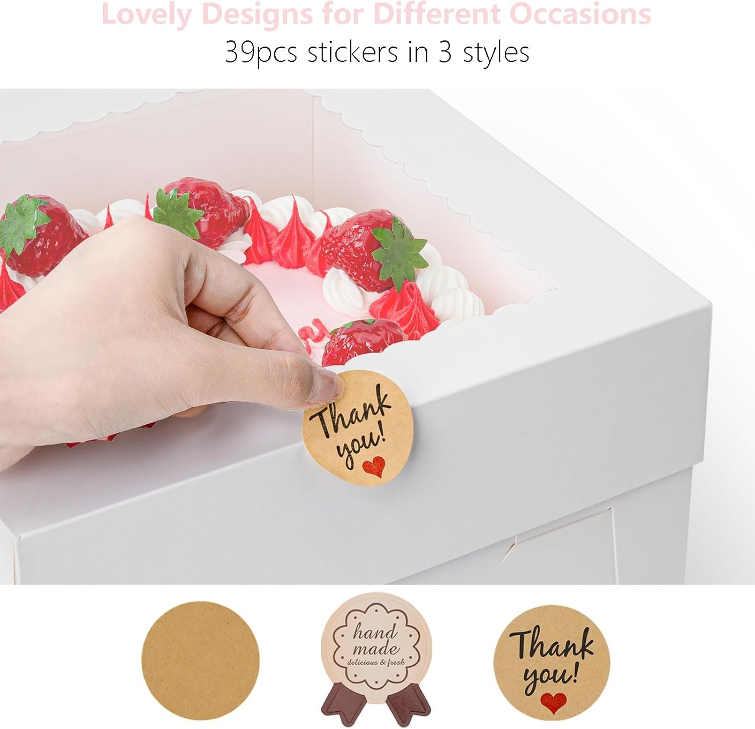 Individuelles Logo auf 3er-Pack Kuchenboxen, 10x10x8 Zoll hohe Kuchenbox mit Kuchenböden, weiße Bäckereikisten mit Fenster, Einweg-Kuchenbehälter mit Deckeln für Kuchen, Donuts, Torten, Kekse, Hochzeit, Geburtstag, Party vom Lieferant.