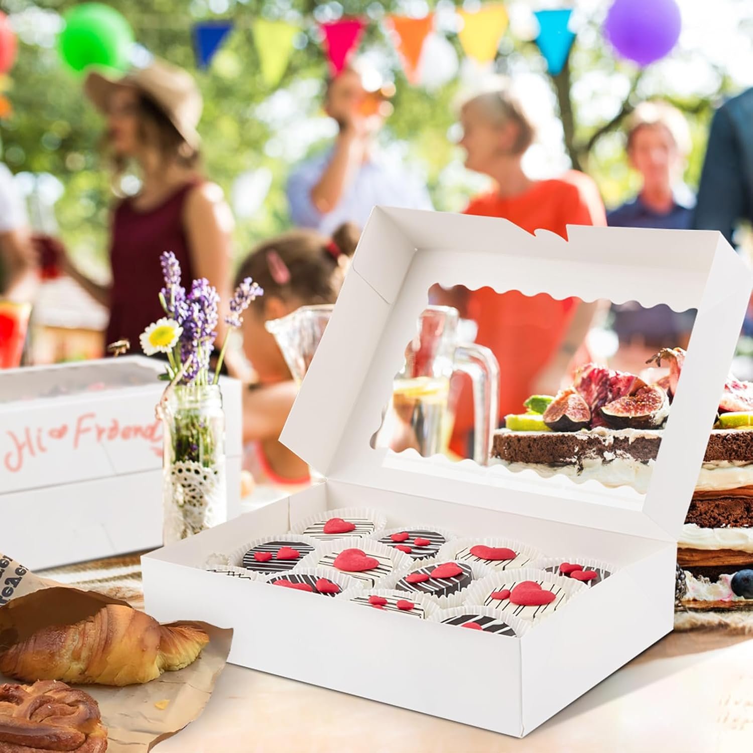Großhandel 20 Stück Pastry Boxen mit Fenster 12 x 8 x 2,5 Zoll, individuelle Logo Druckmöglichkeiten, ideal für Cookies, Muffins und Donuts, OEM für bulk Bestellungen