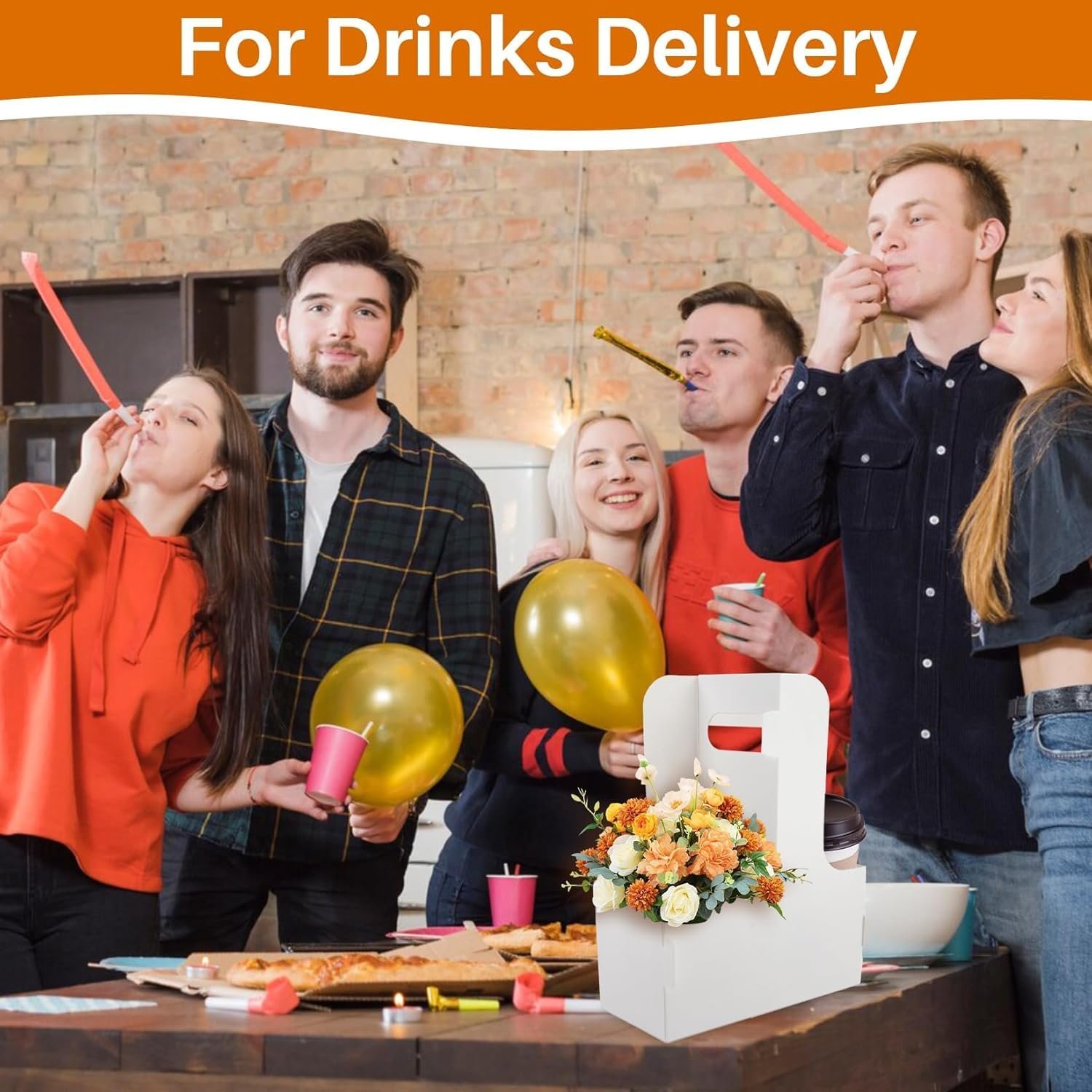 Großhandel 12 Stück tragbarer Pappbecherträger mit Griff für heiße und kalte Getränke - Individuelles Logo für eigenmarkenfähige Getränkehalter - OEM Getränke-Caddy für die Lebensmittelzustellung