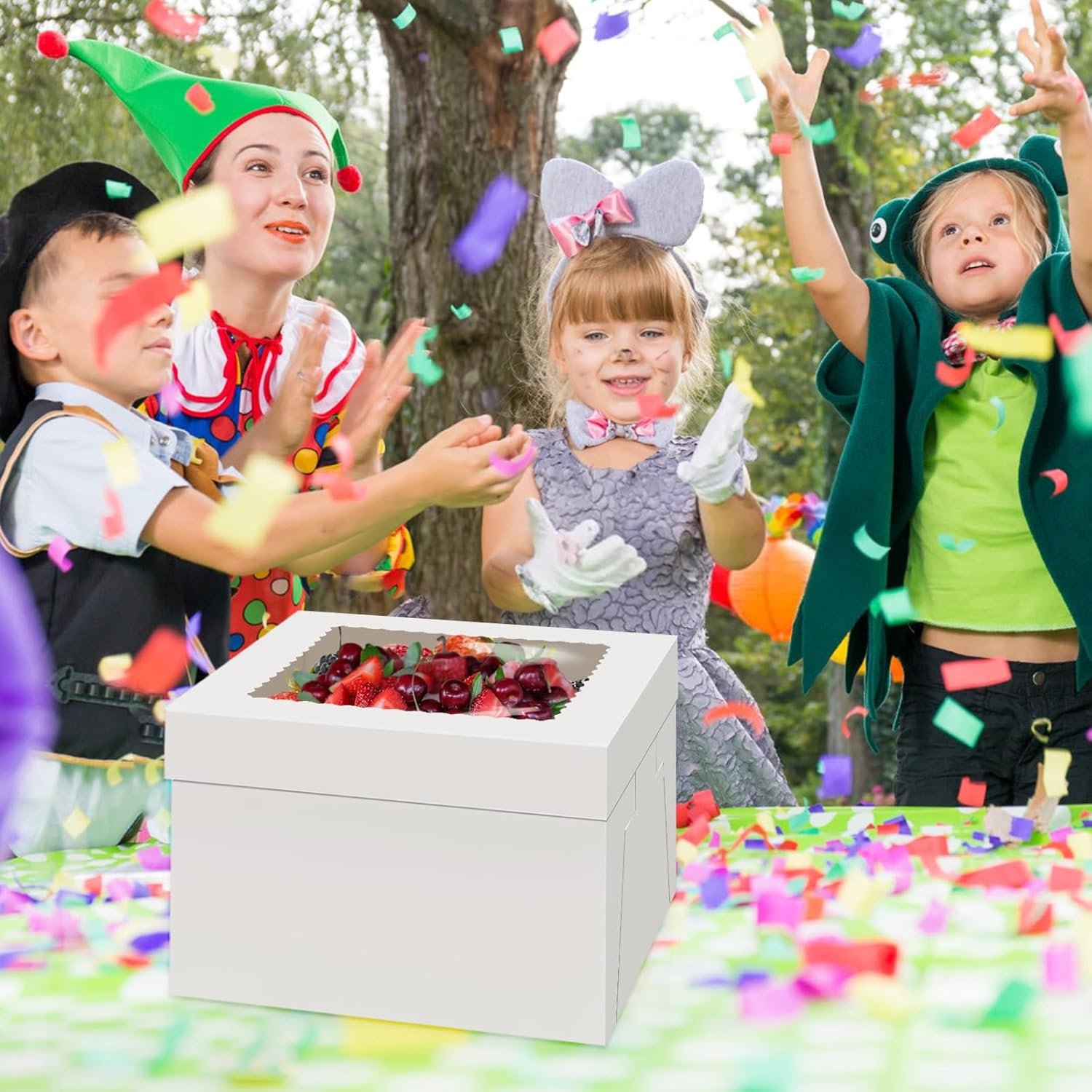 Individuelles Logo für 4er Set Kuchenboxen 12 Zoll, disposable Kuchen Transportbehälter, großer Fenster Cake Holder für Bäckerei, Cookies, Torten, Cupcakes, Gebäck (12×12×8 Zoll), vom Hersteller gefertigt.