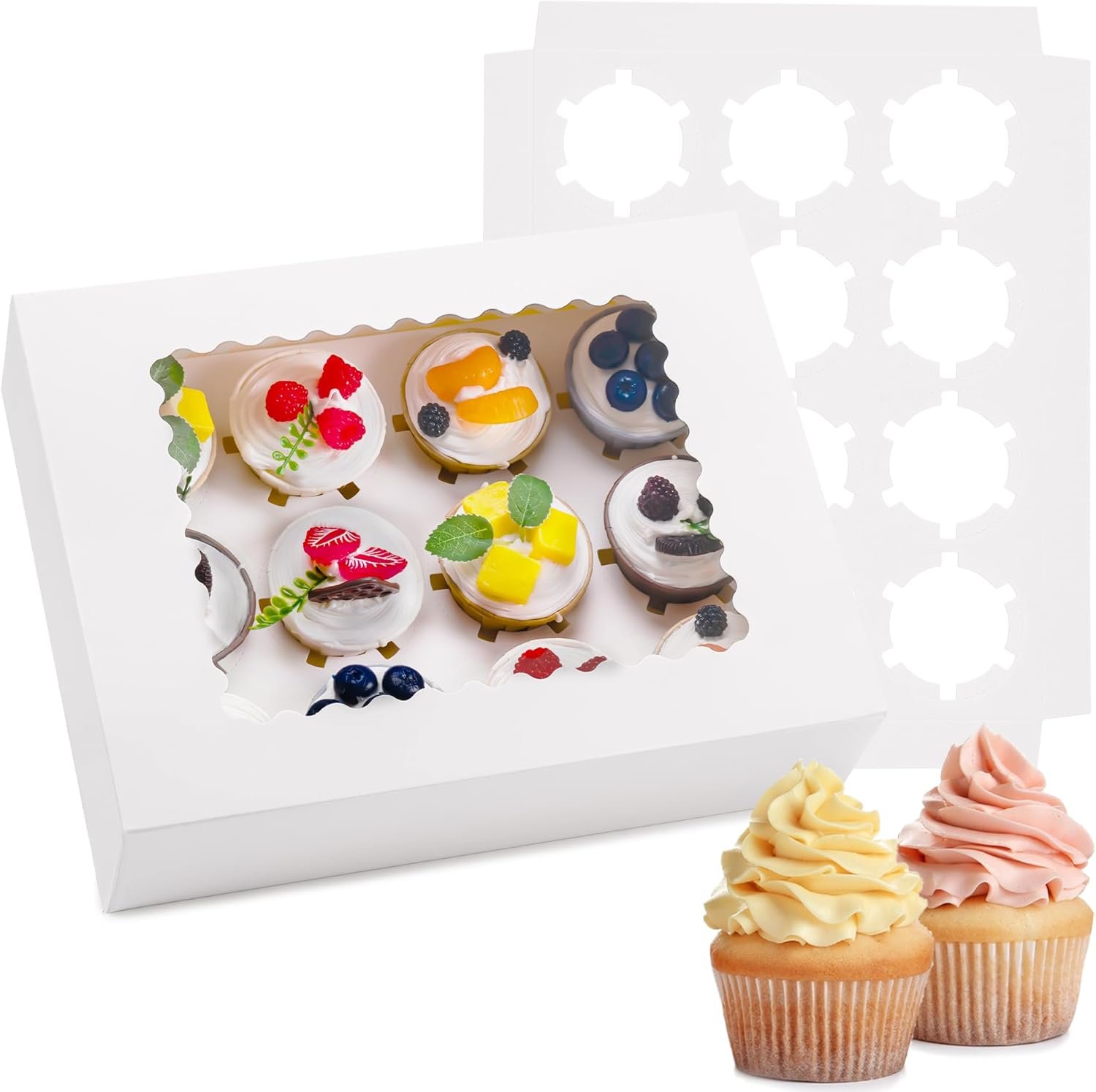 Großhandel 6er Cupcake Boxen - Überzeugen Sie mit 12er Kapazität, lebensmittelechten Cupcake Haltern mit Fenster für einfache Präsentation und Transport - Perfekt für Desserts und individuelle Logos, hergestellt von einem zuverlässigen Lieferanten.