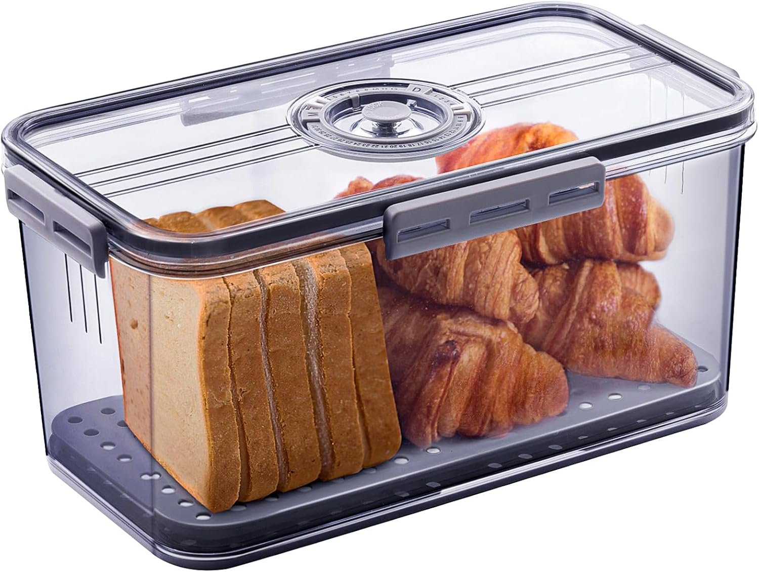 Großhandel Brotbox, luftdichter Brotkasten für Küchenarbeitsplatten, zeitgemäßer Brotaufbewahrungsbehälter mit Deckel, ideal für selbstgemachtes Brot, Toast, Bagel, Donuts und Kekse, OEM, grau