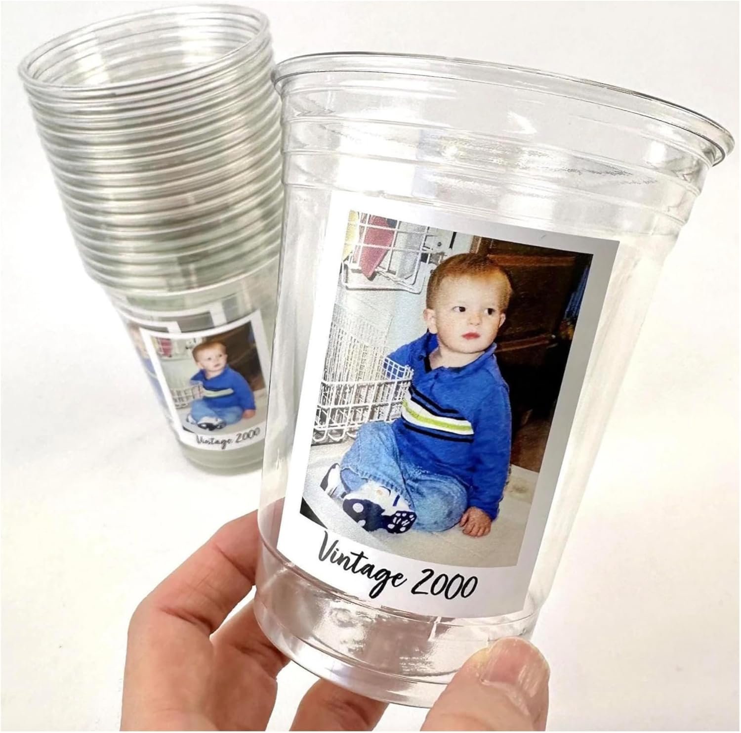 Großhandel Individuelles Logo, Set aus 24 personalisierten Bechern mit Foto, OEM Kunststoffbecher 16oz, personalisierte Party-Dekorationen, Geburtstagserinnerungen, Trinkbehälter in Großmenge