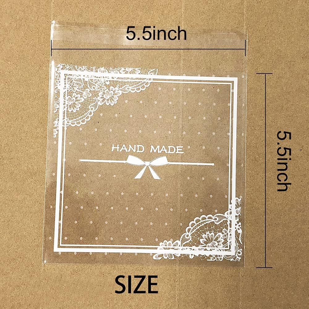 Großhandel 200 Stück klare Spitzen Schleifen selbstklebende Treat Bags – elegante Cellophan-Taschen für Cookies und Süßigkeiten, OEM für Backwaren, Hochzeiten und Partygeschenke