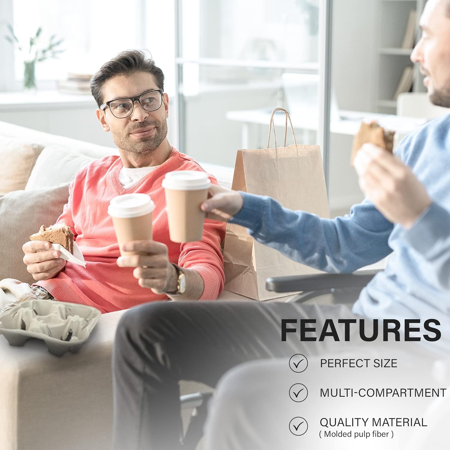 Individuelles Logo für Pulp Fiber 4 Cup Drink Carrier 8-32 oz. - Tragehalter für Lieferservice - Packung mit 25 von unserem Lieferant