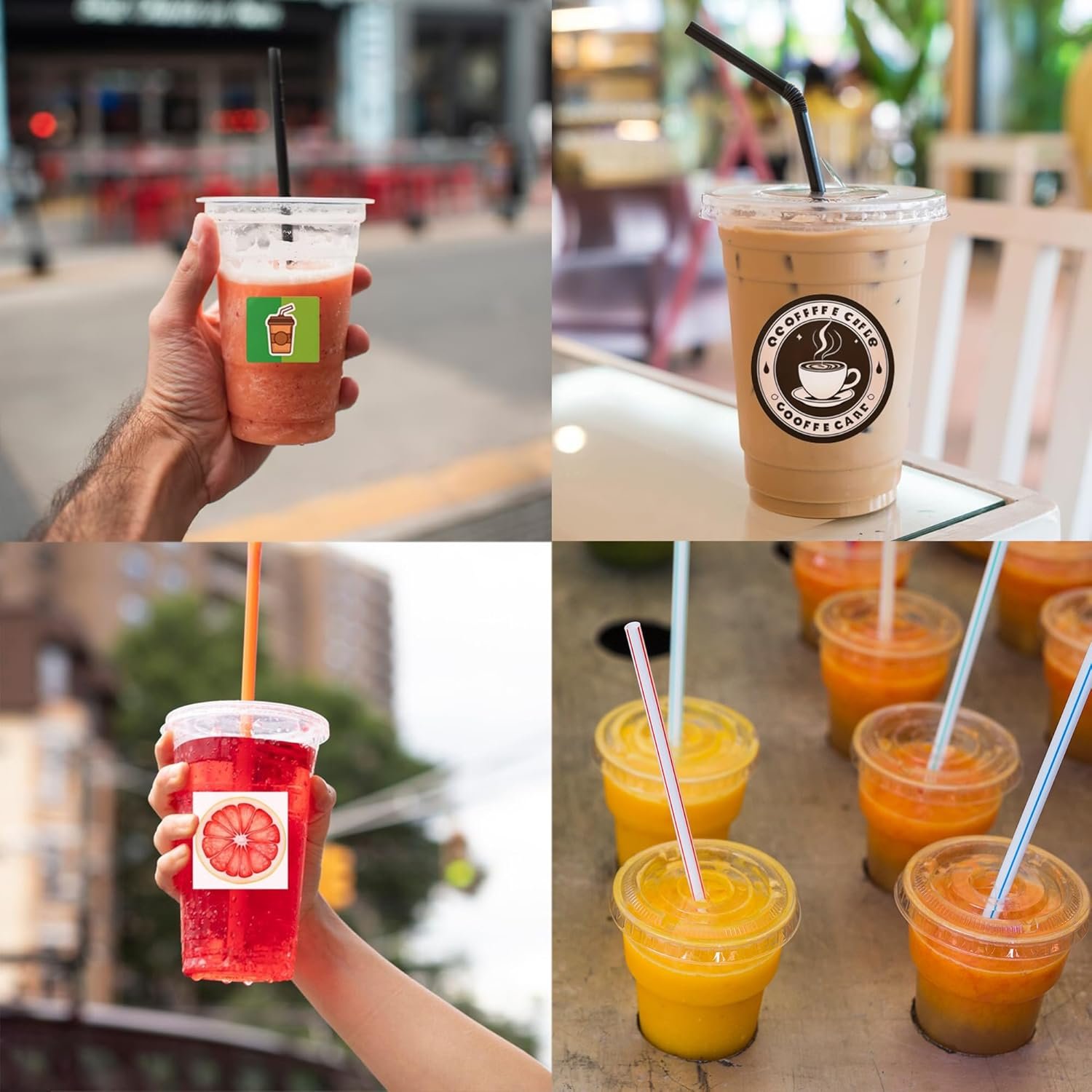 Großhandel 100-300 Stück individuelle klare Plastikbecher mit Aufklebern, 12oz personalisierte Kaffeebecher für Party, Hochzeit, Milkshake, Kaltgetränke, Smoothie, Kunststoff-Iced Coffee Becher mit flachen Deckeln, OEM Hersteller