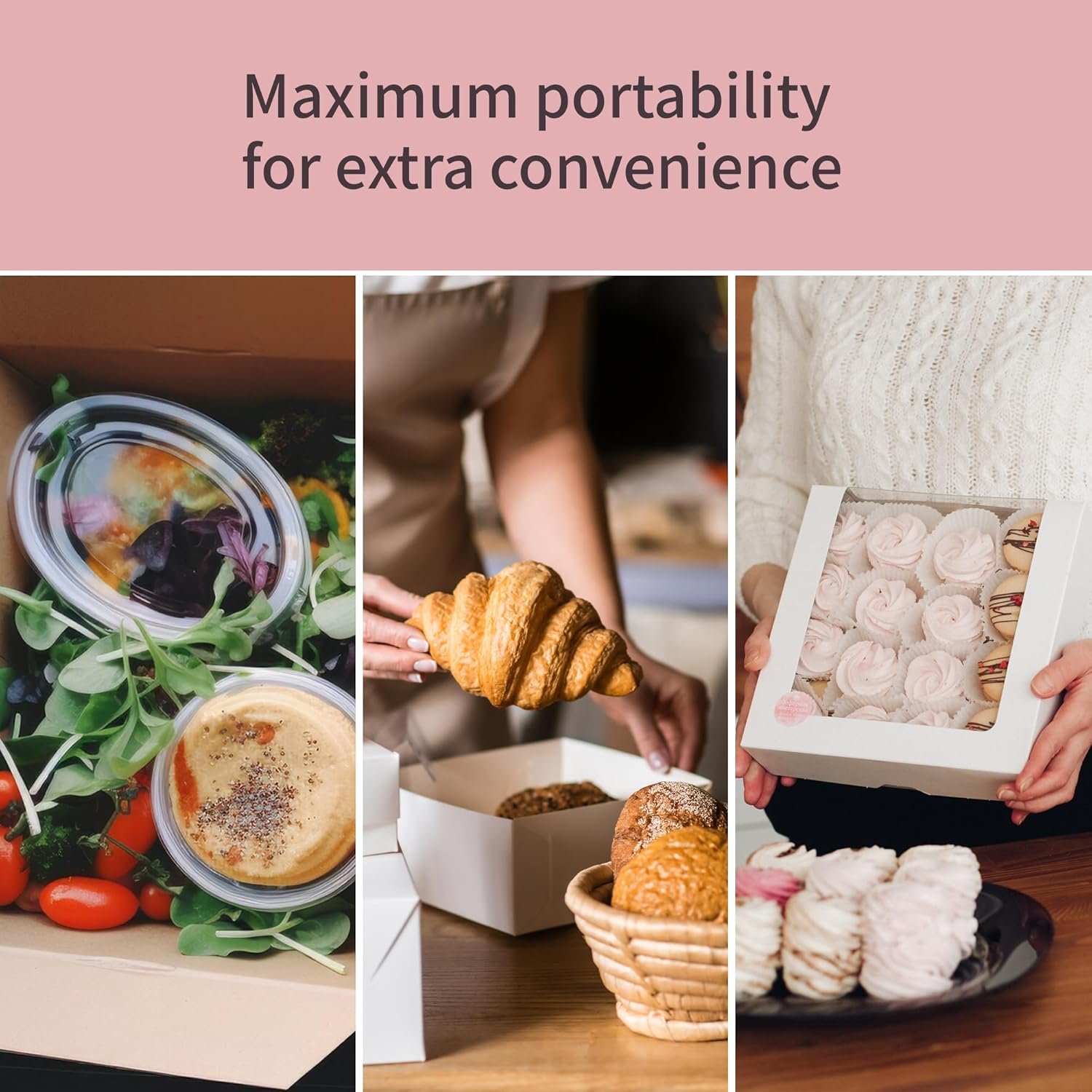 Individuelles Logo für 15 Stück kleine Papierschachteln mit Fenster, Einweg-Kartons für die Gastronomie, Lunchbox und Aufbewahrungsbehälter, 7 3⁄4” x 5 1⁄2” x 2 1⁄2“, Hersteller für Restaurantbedarf.