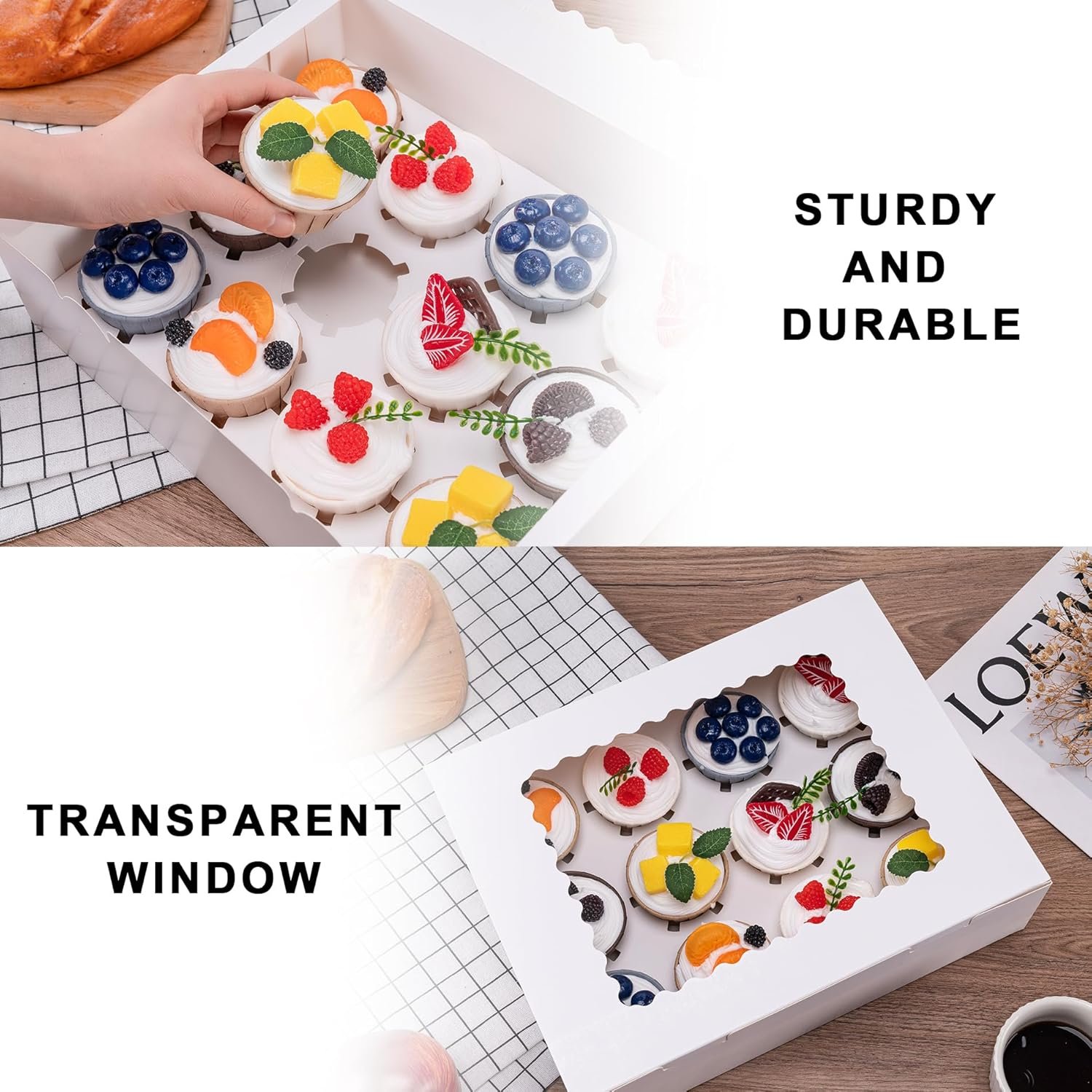 Großhandel 6er Cupcake Boxen - Überzeugen Sie mit 12er Kapazität, lebensmittelechten Cupcake Haltern mit Fenster für einfache Präsentation und Transport - Perfekt für Desserts und individuelle Logos, hergestellt von einem zuverlässigen Lieferanten.