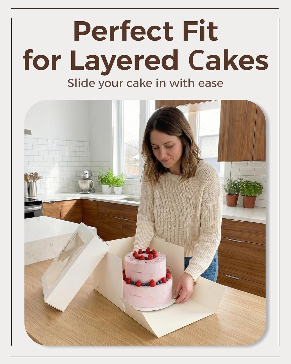 Großhandel 15 Stück hohe mehrschichtige Kuchenboxen 10x10x8 Zoll mit Fenster klare Bäckereibox quadratisch großwegwerf Pie-Box-Paket für Backdekoration Zubehör mit 80 Aufklebern, OEM, Hersteller