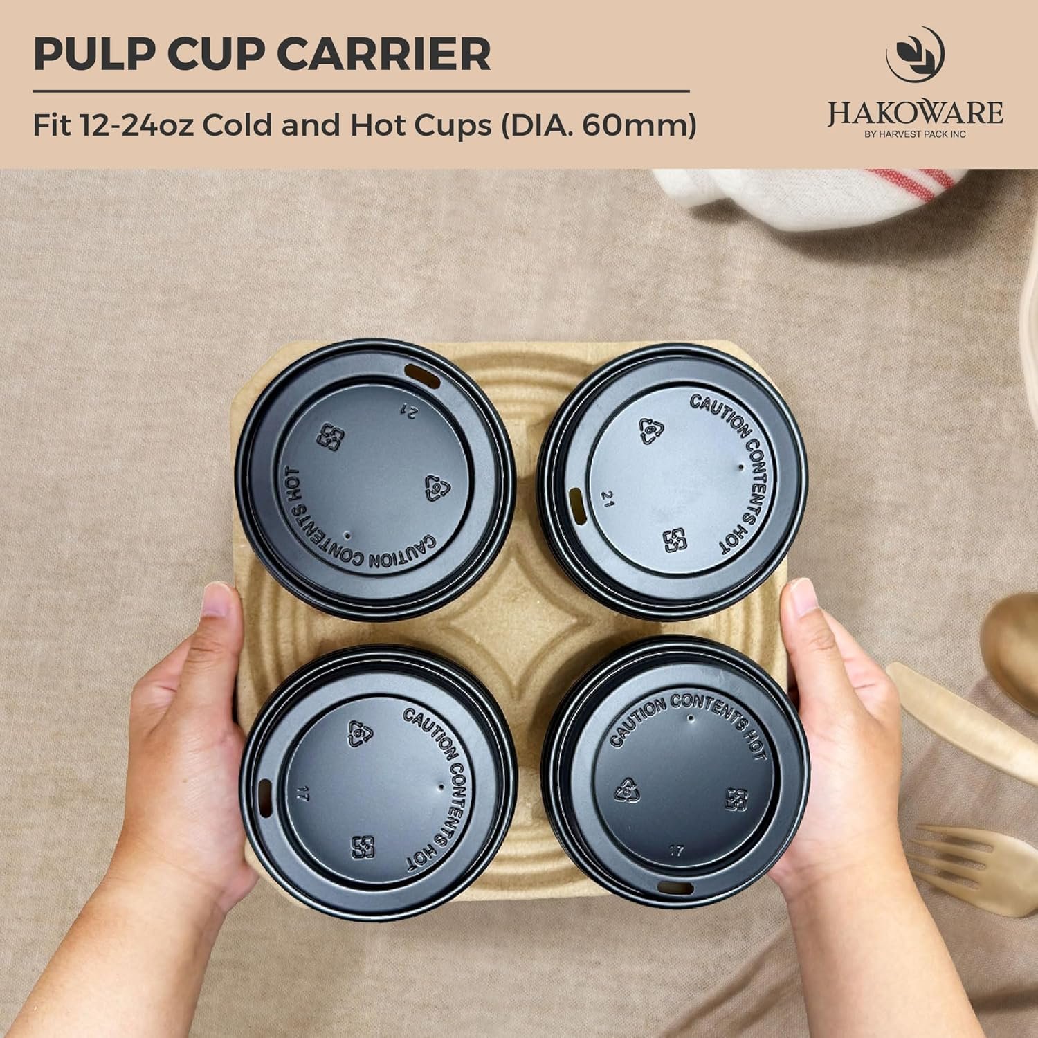 Großhandel 25 Stück 4-fach Tragbare Pappbecherhalter, schwerlastfähige und kompostierbare Pulpfaser-Papierboard-Trays für Takeout-Getränke, Hersteller für individuelle Logos, Bulk Drink Carrier für Kaffee und Lieferdienste