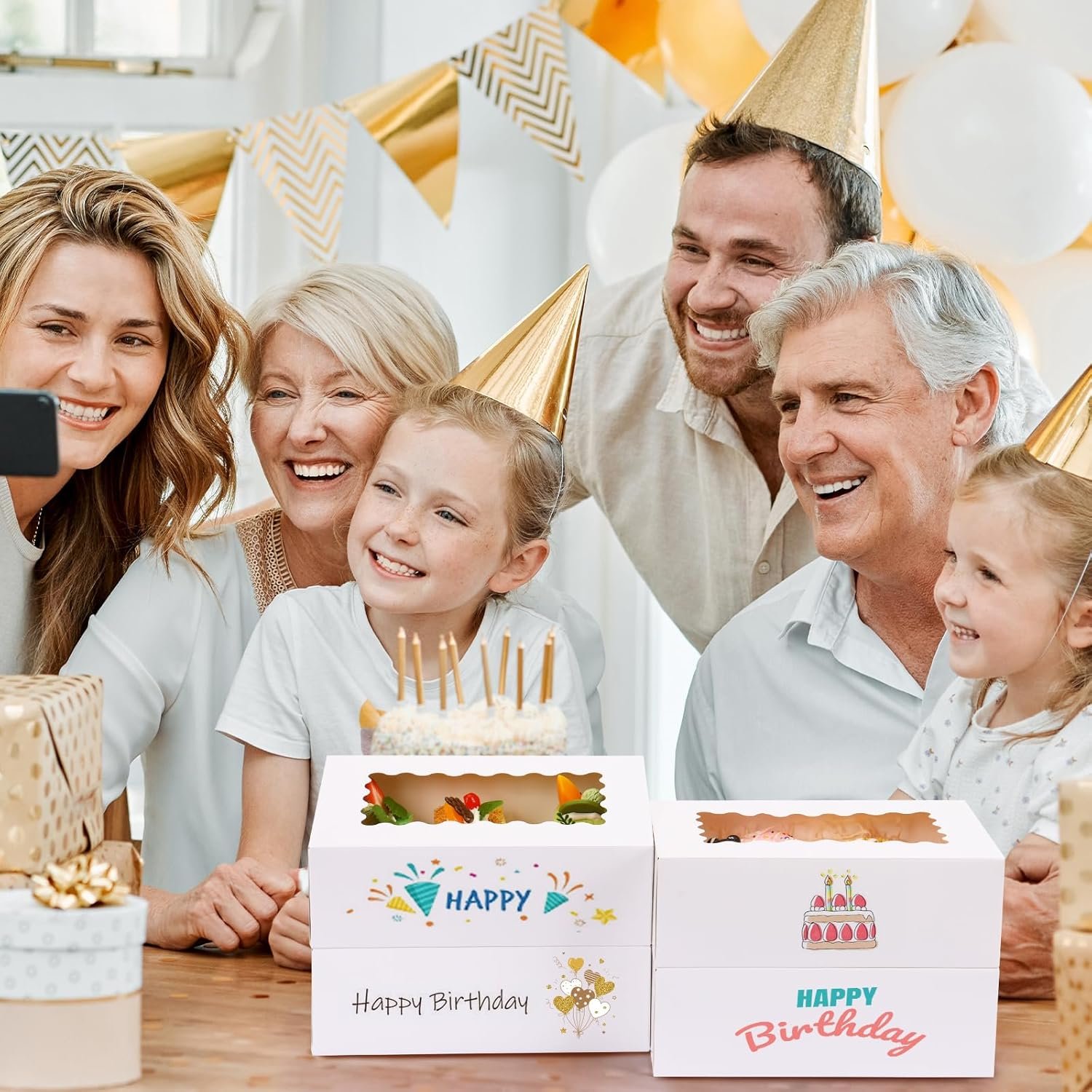 Großhandel 28 Stück Kuchenboxen mit Fenster, 9x6x3 Zoll, weiße Bäckereiboxen zur Aufbewahrung von Süßigkeiten, Muffins und Donuts mit individuellem Logo, vom Hersteller geliefert, für Bulk-Bestellungen geeignet.