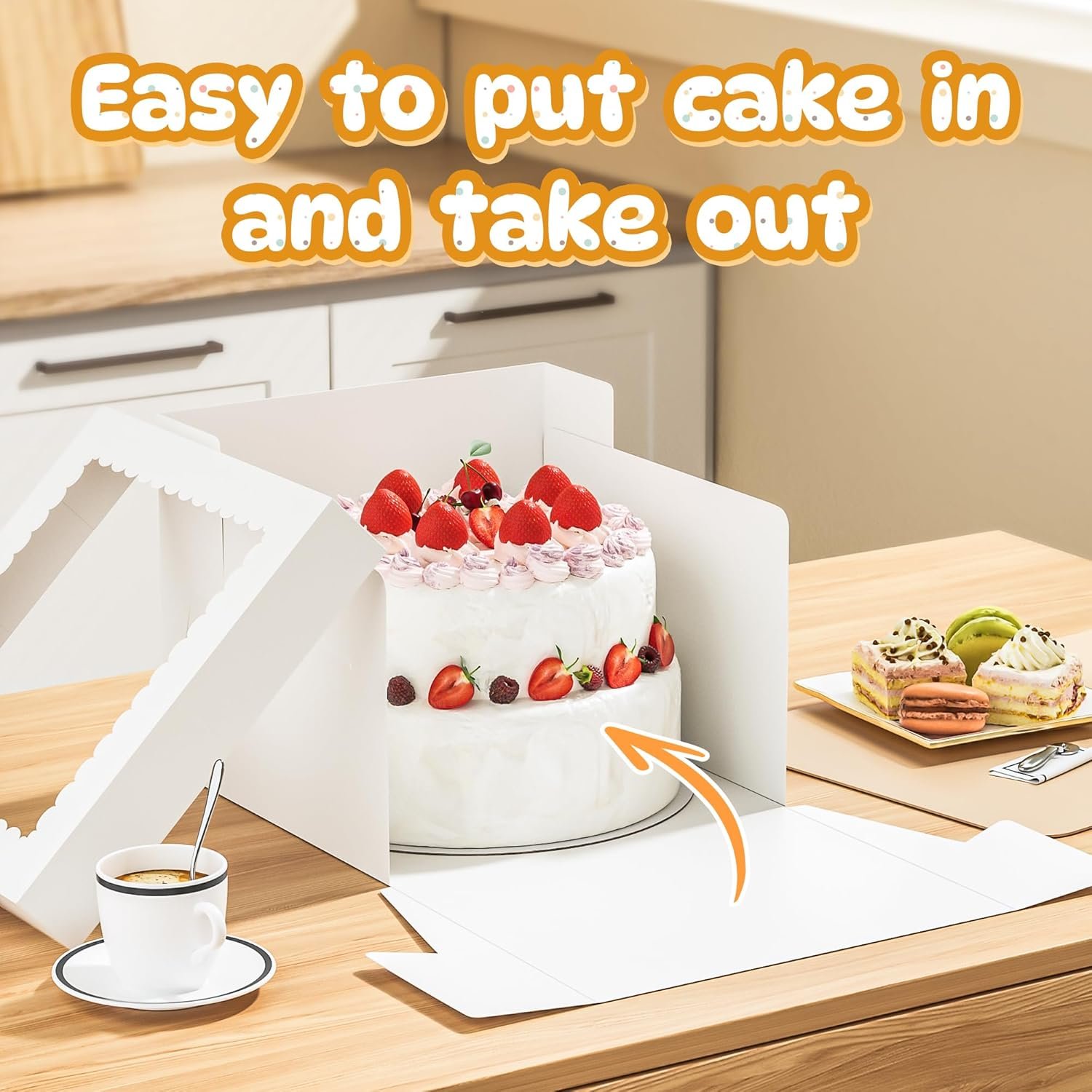 Individuelles Logo für 3er-Pack Kuchenboxen, 10x10x8 Zoll hohe Boxen mit Fenster, weiße Kuchenboxen mit Backblechen, quadratische Bäckereibox, ideal für Kuchen, Kekse, Desserts, Gebäck, Geburtstagsfeiern, Muttertag, Hochzeiten - Hersteller für hochwertige Verpackungen.