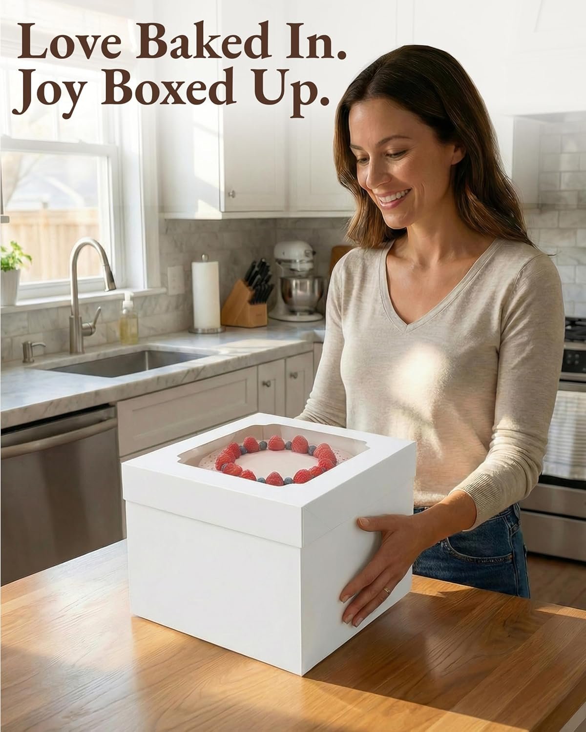 Großhandel 15 Stück hohe mehrschichtige Kuchenboxen 10x10x8 Zoll mit Fenster klare Bäckereibox quadratisch großwegwerf Pie-Box-Paket für Backdekoration Zubehör mit 80 Aufklebern, OEM, Hersteller