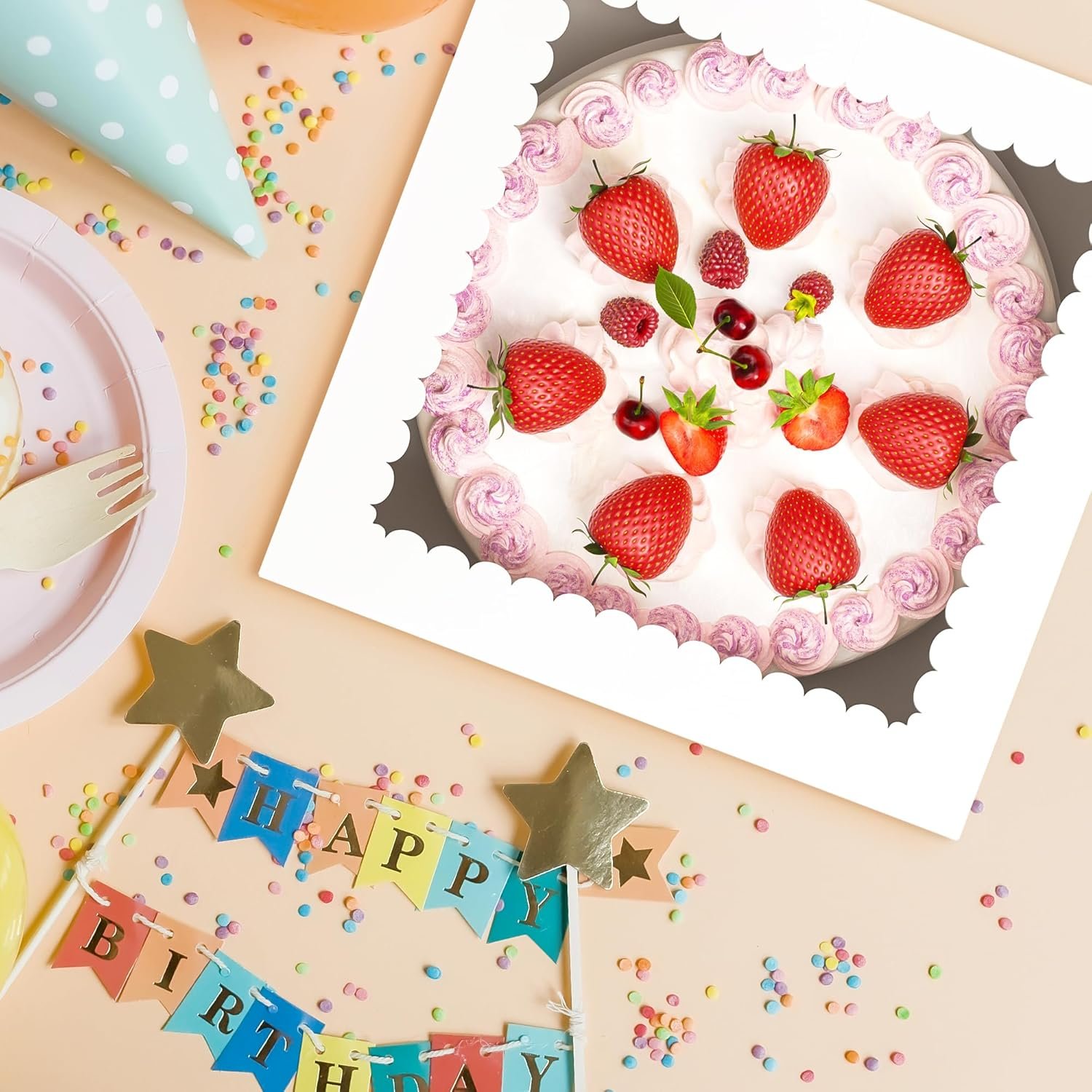 Individuelles Logo für 3er-Pack Kuchenboxen, 10x10x8 Zoll hohe Boxen mit Fenster, weiße Kuchenboxen mit Backblechen, quadratische Bäckereibox, ideal für Kuchen, Kekse, Desserts, Gebäck, Geburtstagsfeiern, Muttertag, Hochzeiten - Hersteller für hochwertige Verpackungen.