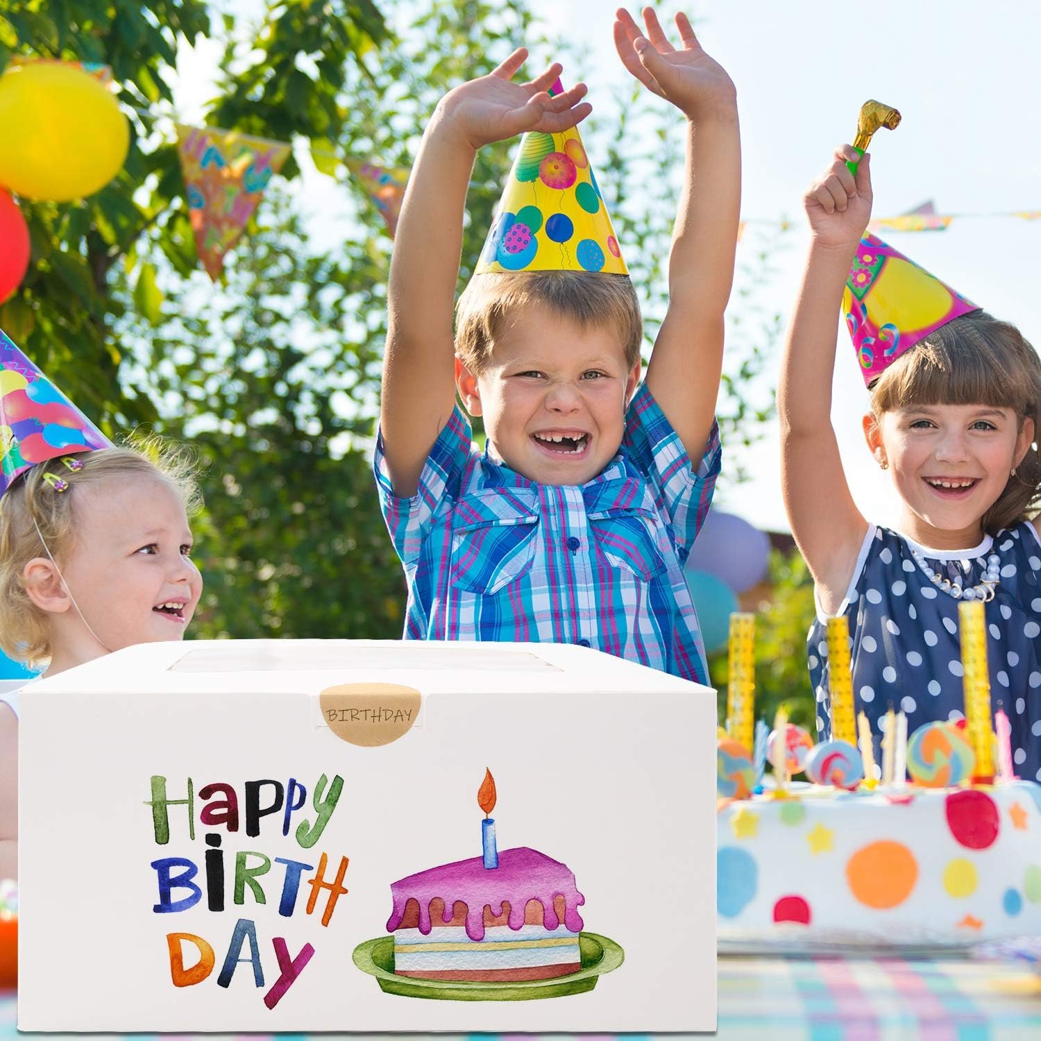 Großhandel 24 Stück Kuchenboxen 10x10x5 Zoll weiße quadratische Bäckereiboxen mit Fenster für Kuchen, Torten, Pralinen, Kekse, Pie, Geburtstagsparty, Hochzeit, individuelles Logo, Hersteller, Bulk