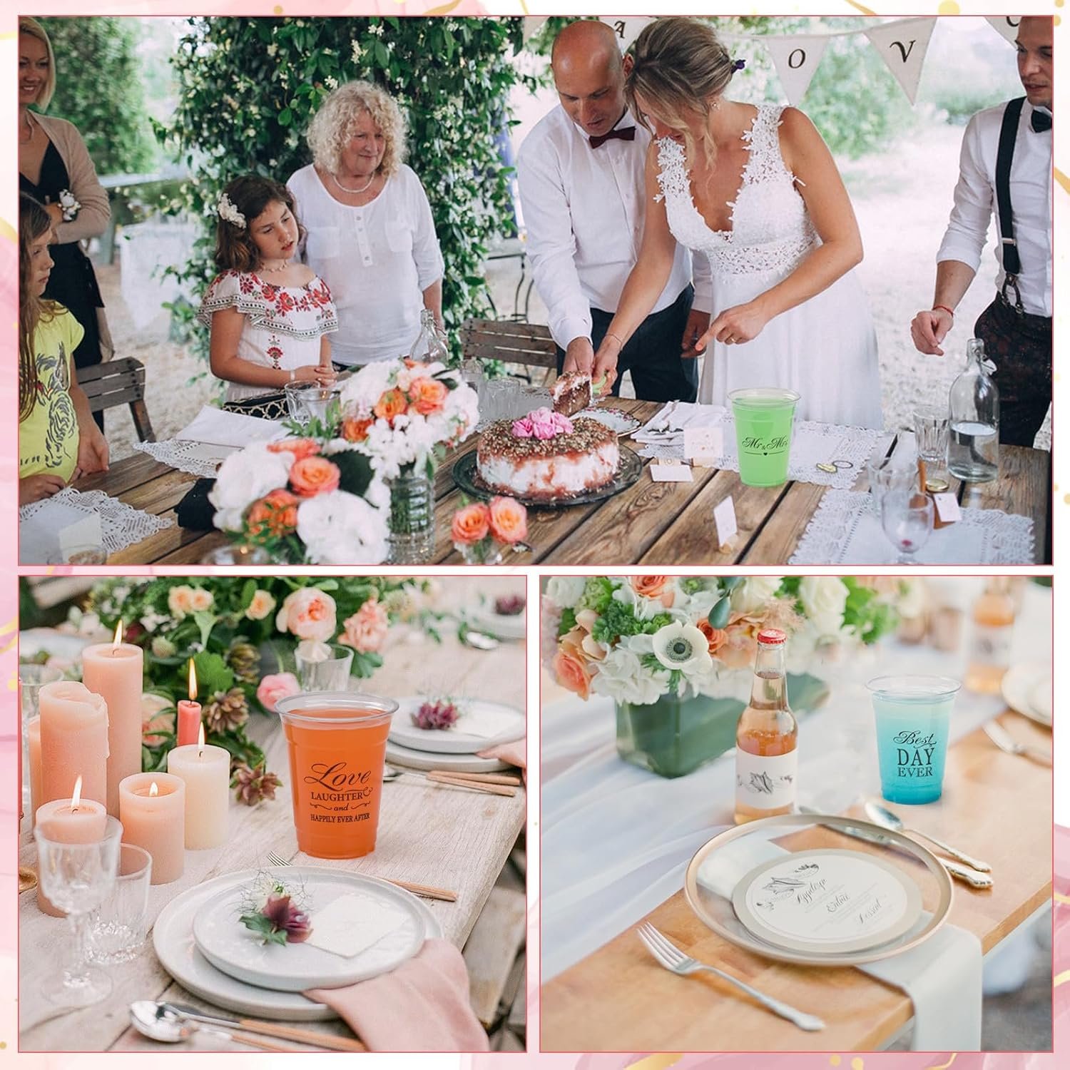 Großhandel 150er Pack Hochzeit Einwegplastik 12 oz Mr und Mrs Becher für Hochzeitsfeier und Junggesellinnenabschied Dekorationen mit individuellem Logo von zuverlässigem Hersteller