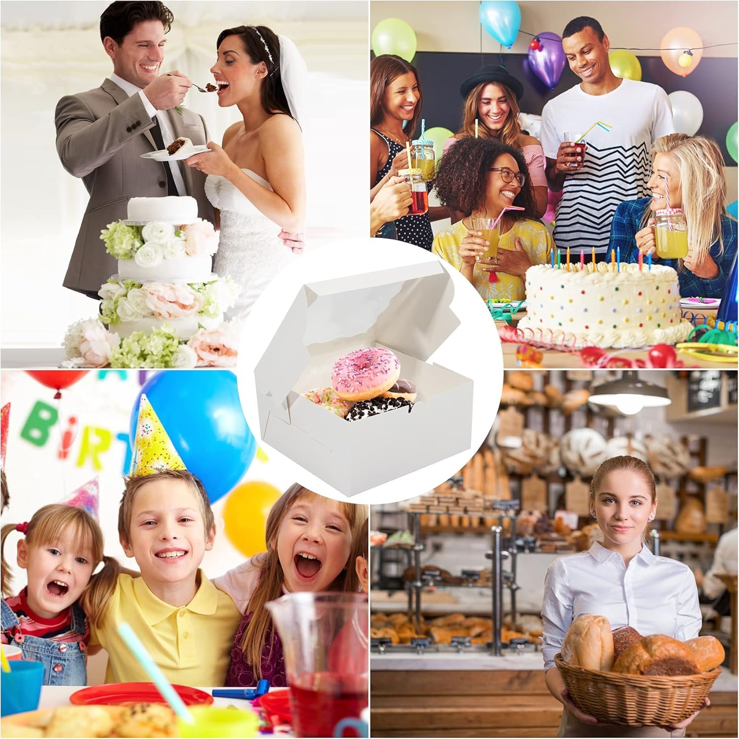 Individuelles Logo für 30 weiße Bäckerei-Boxen mit Fenster, 6 x 6 x 3 Zoll, hochwertige Papierboard-Geschenkkartons für Cookies, Gebäck, Erdbeeren, Macarons von Ihrem zuverlässigen Hersteller.